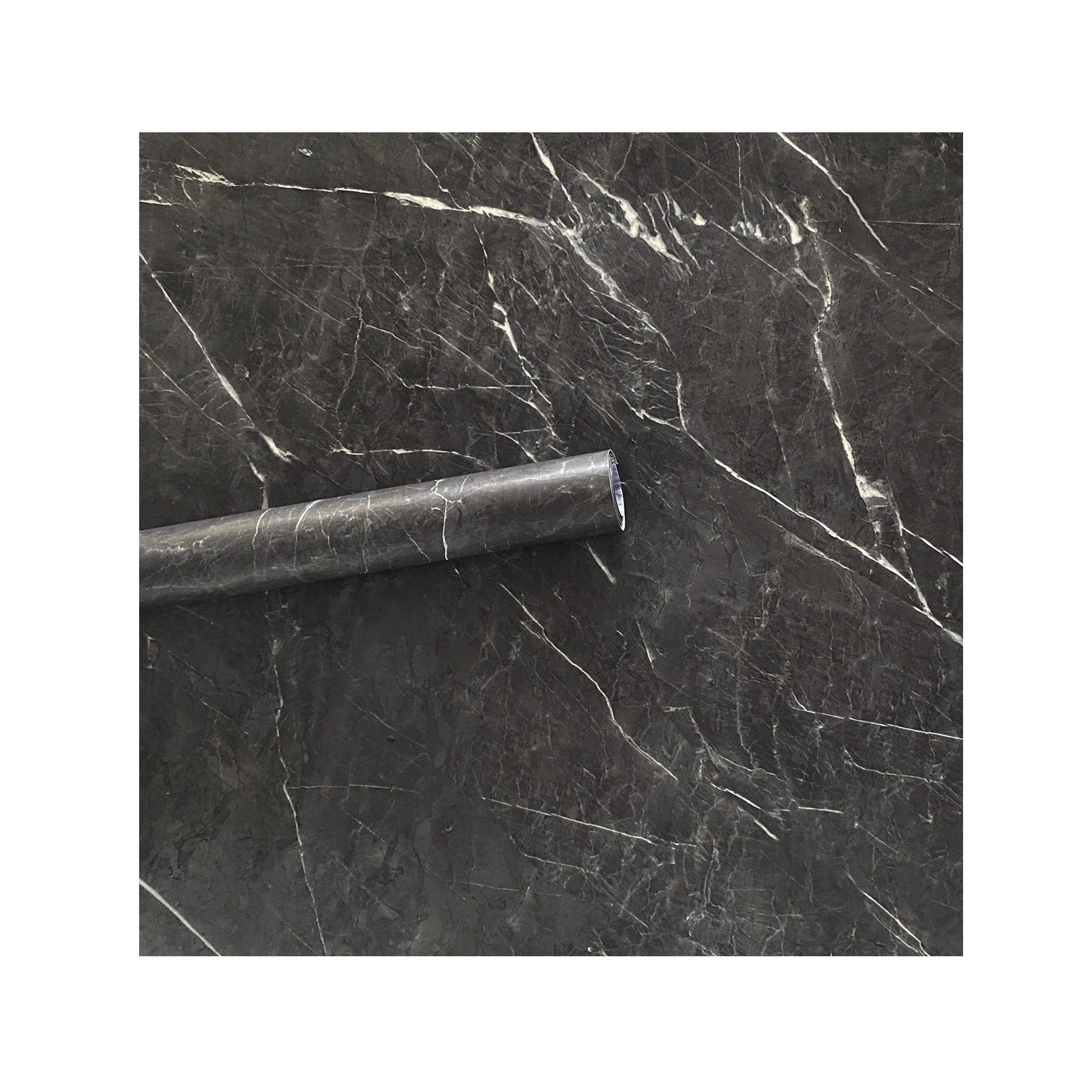 Yalion Vinyltapete Selbstklebende Tapete Fliesenmuster, PVC Wasserdicht Selbstklebefolie, Schwarzes Fliesenmuster, das Eleganz zeigt