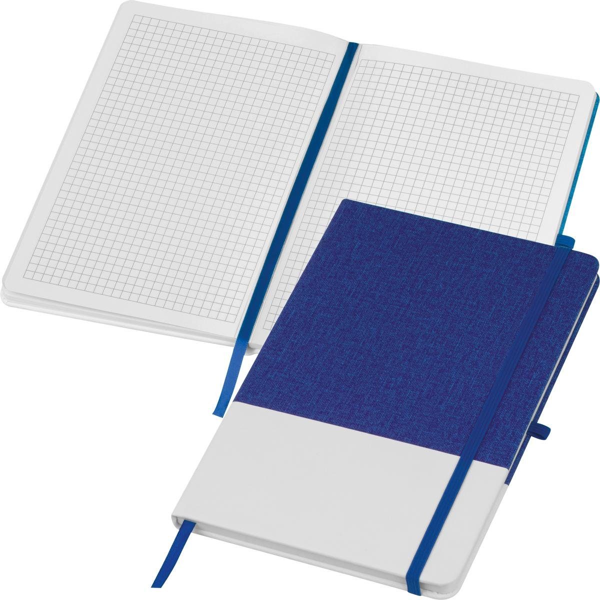 Notizbuch Notizbuch mit PU-Cover / A5 / 160 karierte Seiten / Farbe: weiß-blau