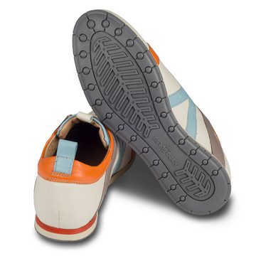 Kamo-Gutsu Leder Sneaker weiß / orange, blau, grau (TIFO-042 bianco + cielo weiß) Sneaker Handgefertigt in Italien