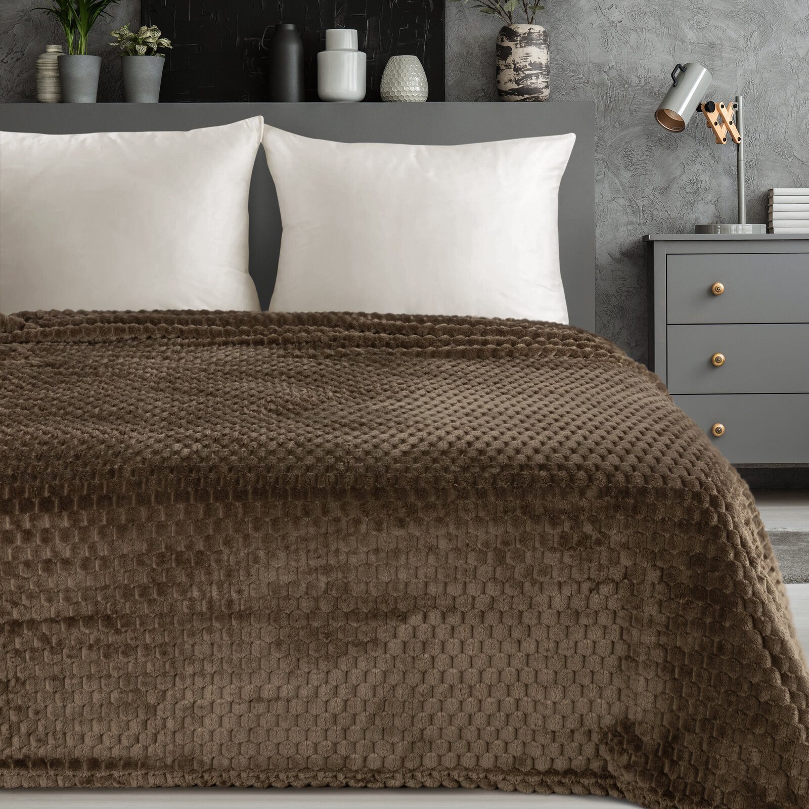 Wohndecke CINDY/6, Design91, Tolle Struktur, Waffelmuster, Weich, Karierte günstig online kaufen