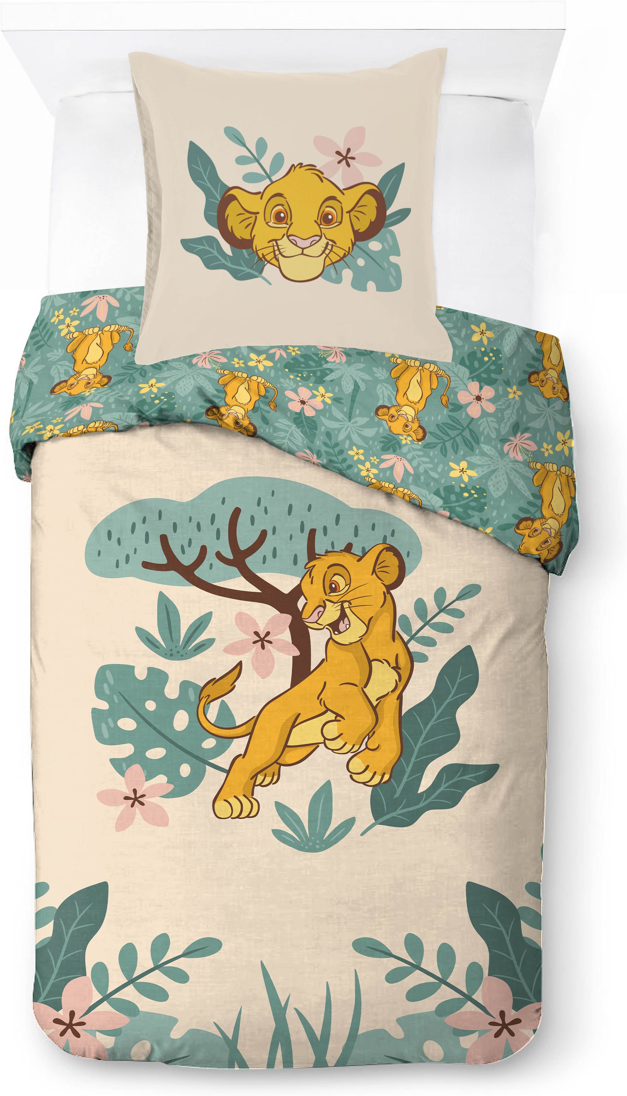 Disney Bettwäsche Der König der Löwen – Simbas Stolz, Baumwoll-Leinen Mix, 2 teilig
