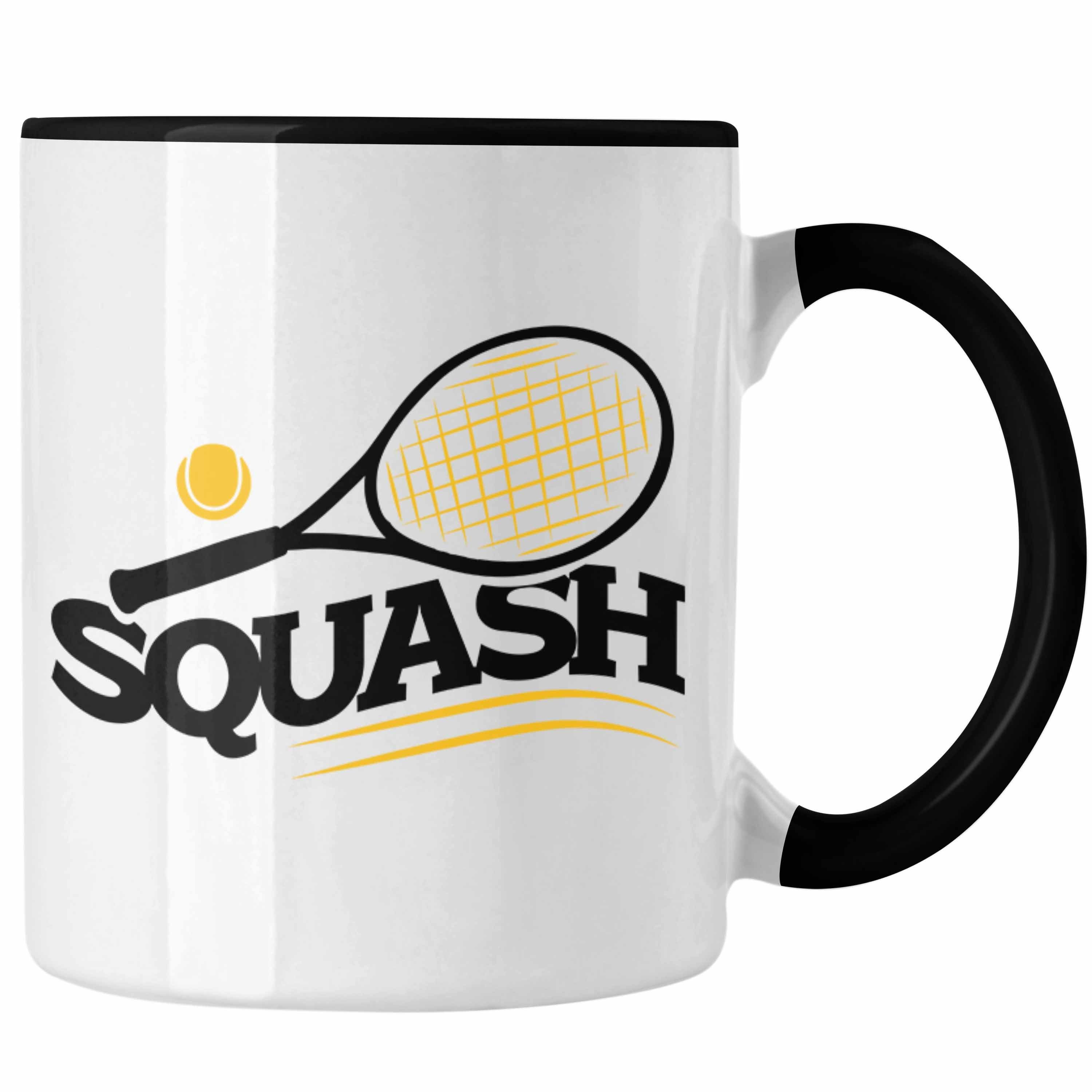 Trendation Tasse Lustige Squash-Tasse Geschenk für Squash-Spieler Schwarz