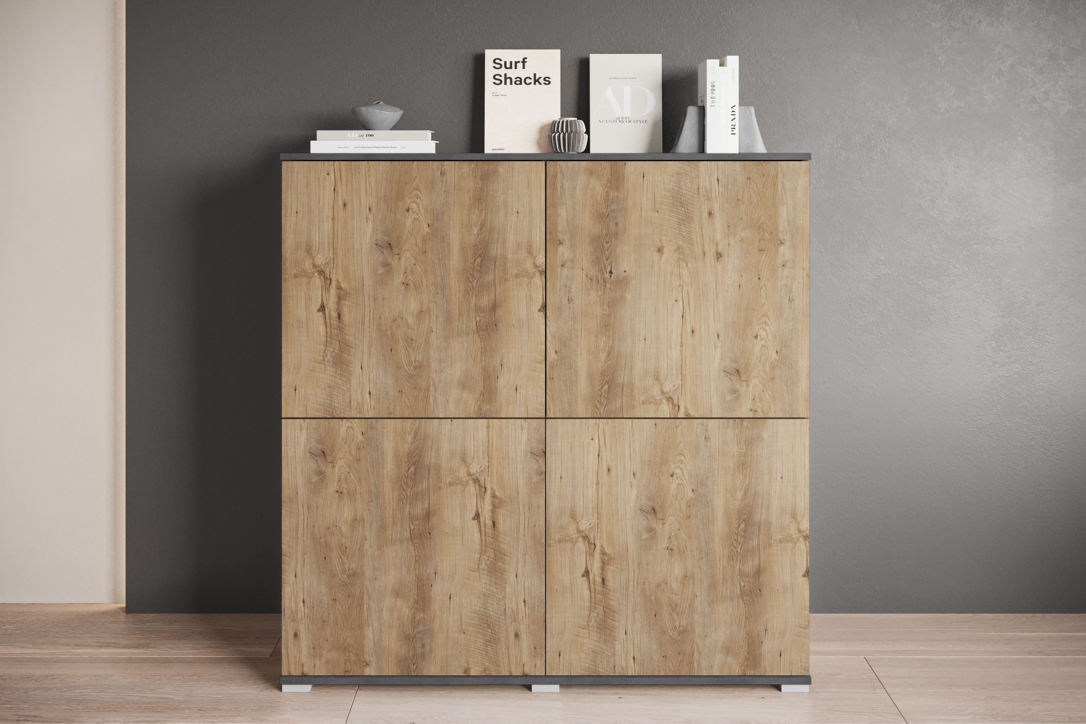 INOSIGN Highboard Kenia, moderne grifflose Hochkommode mit 4 Türen, Breite günstig online kaufen