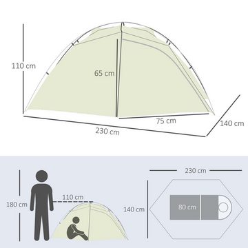 Outsunny Kuppelzelt PU3000mm, einfache Einrichtung für Trekking, Personen: 2 (Wurfzelt, 1 tlg., Camping Zelt), für Garten, Balkon, Cremeweiß