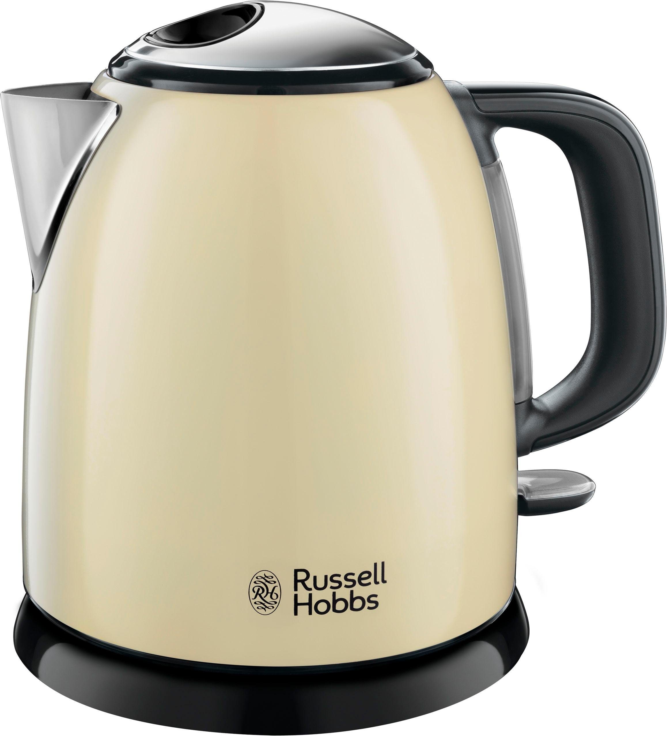 RUSSELL HOBBS Wasserkocher Colours Plus+ Cream 24994-70, 1 l, 2400 W, Edelstahl, Schnellkochfunktion, Perfect-pour-Ausgustülle, Kalkfilter