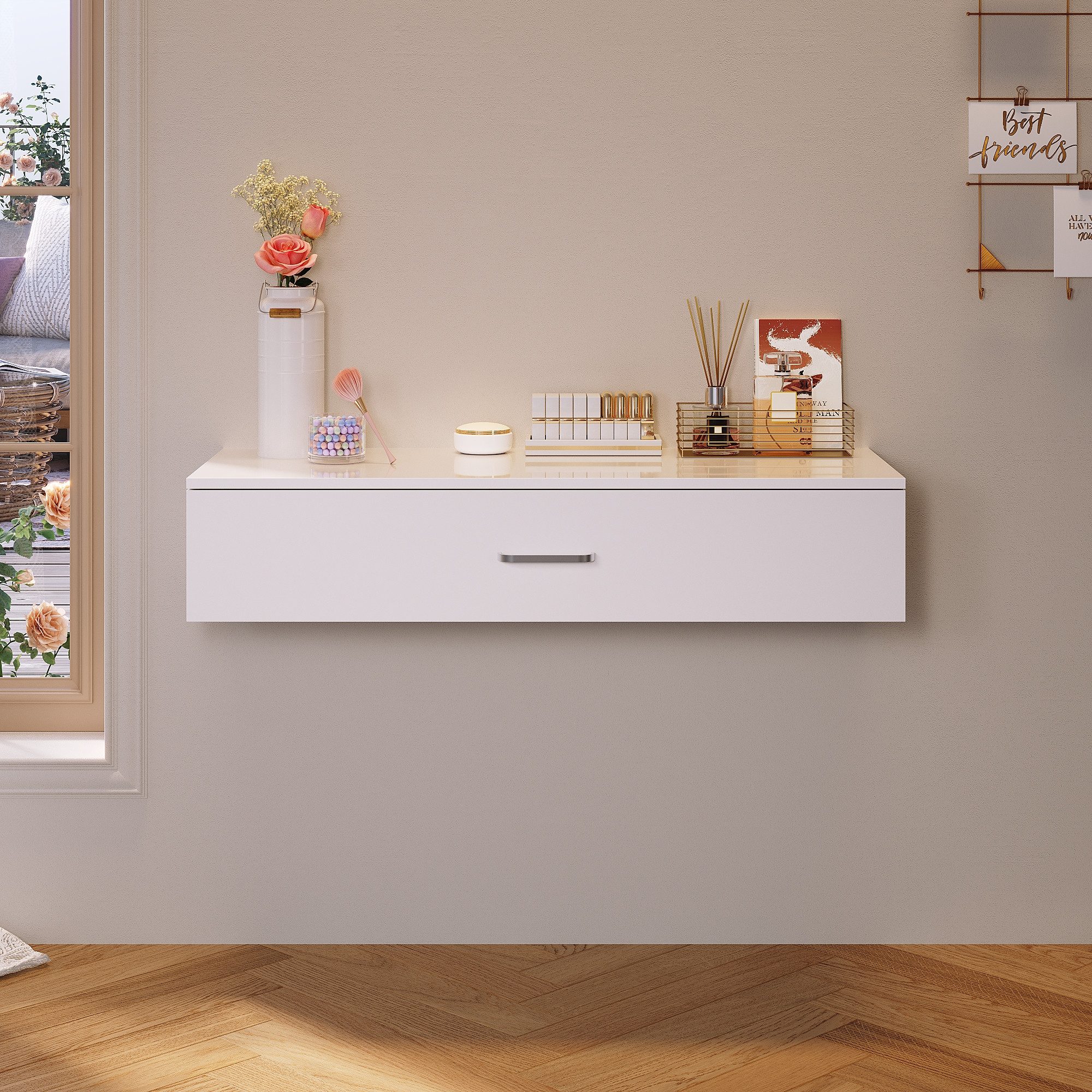 SONNI Schminktisch Weißer Schminktisch,Schreibtische, wandmontierte Tische günstig online kaufen