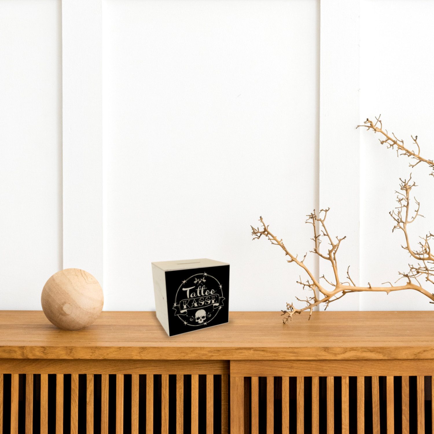 speecheese Spardose Spardose aus Holz mit coolen Tattoo-Motiven in schwarz günstig online kaufen