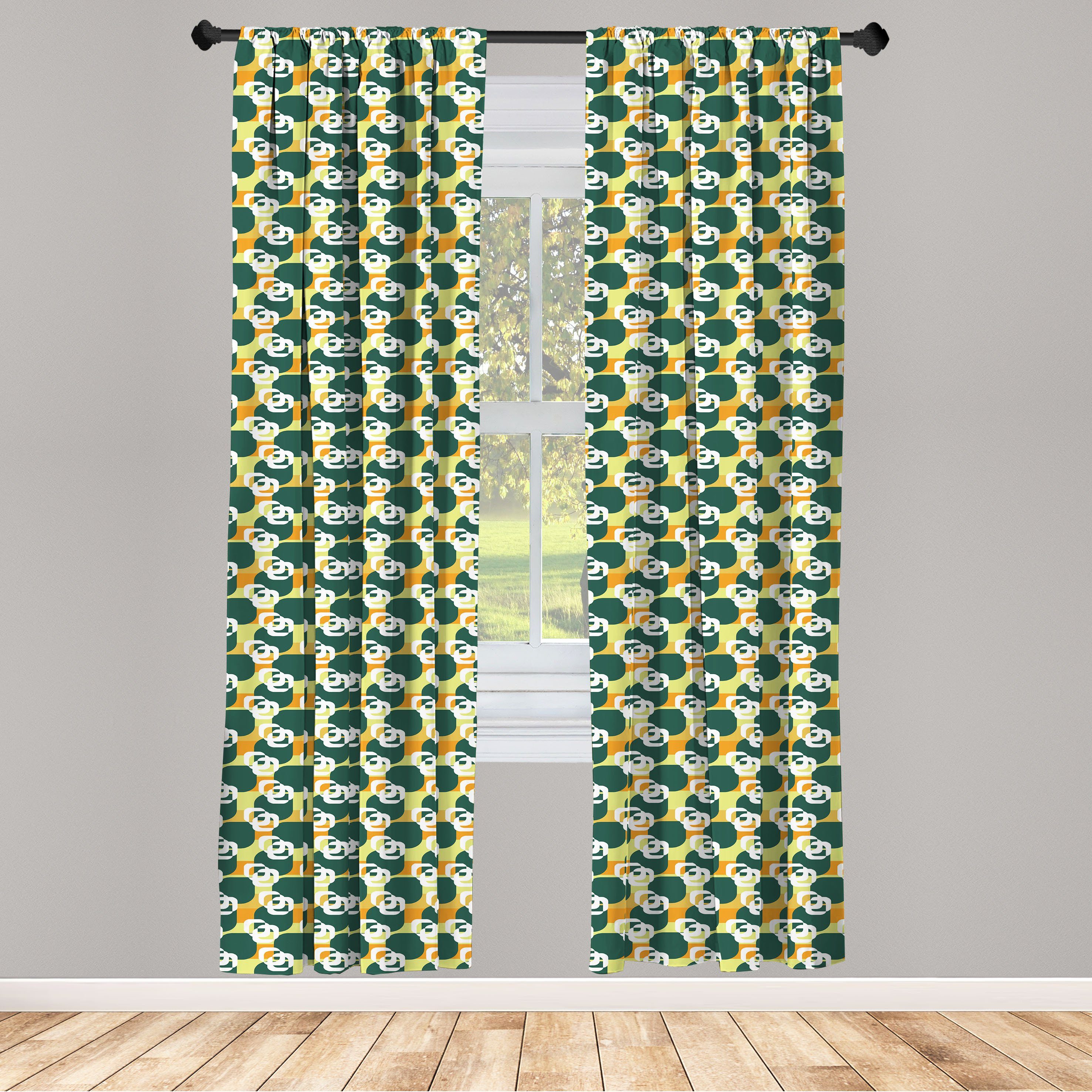 Gardine Vorhang für Wohnzimmer Schlafzimmer Dekor, Abakuhaus, Microfaser, Abstrakt Runde Artikel Natur Farben