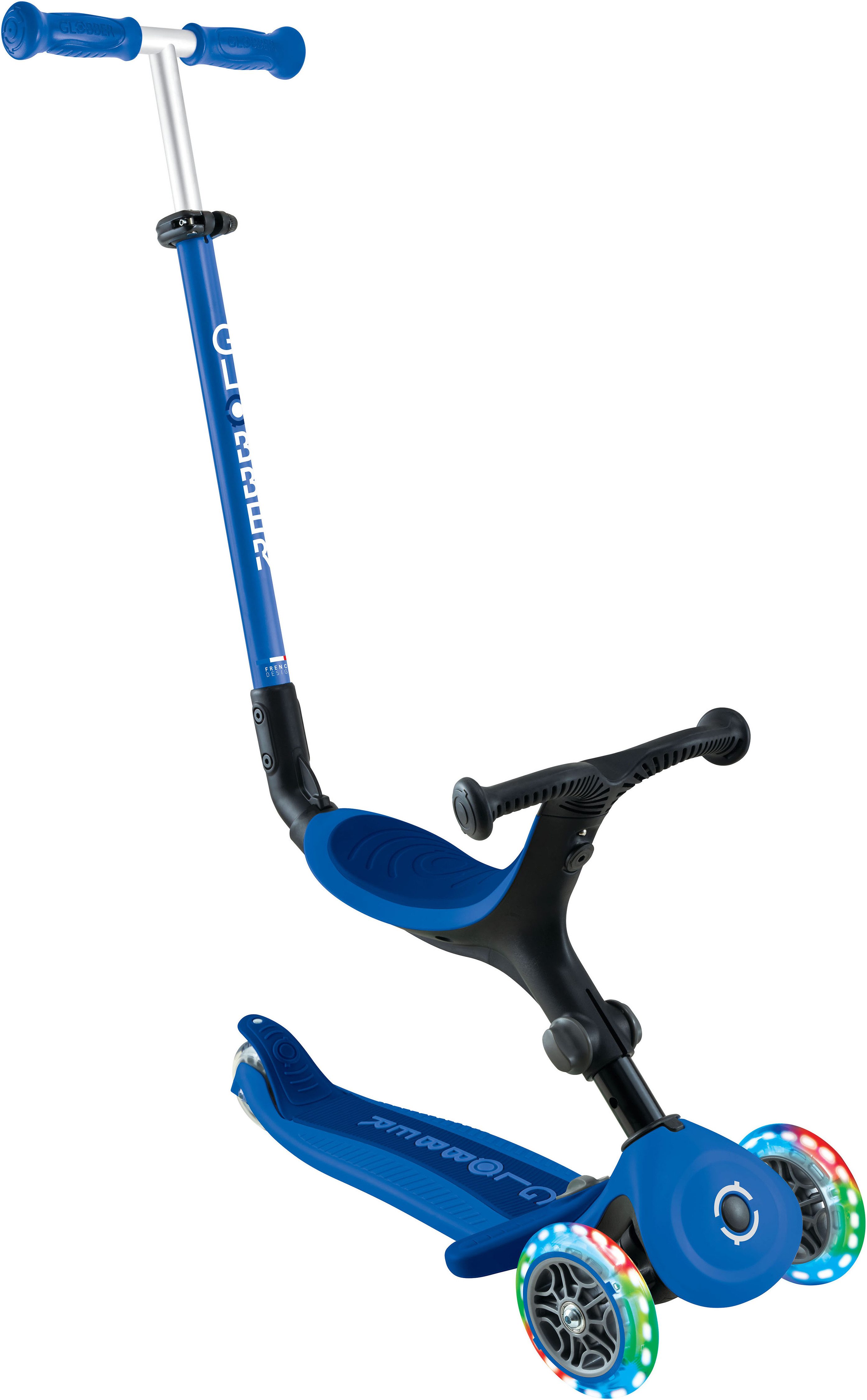 Globber Tretroller GO-UP ACTIVE LIGHTS mit Leuchtrollen, Dreirad, Laufrad und Scooter