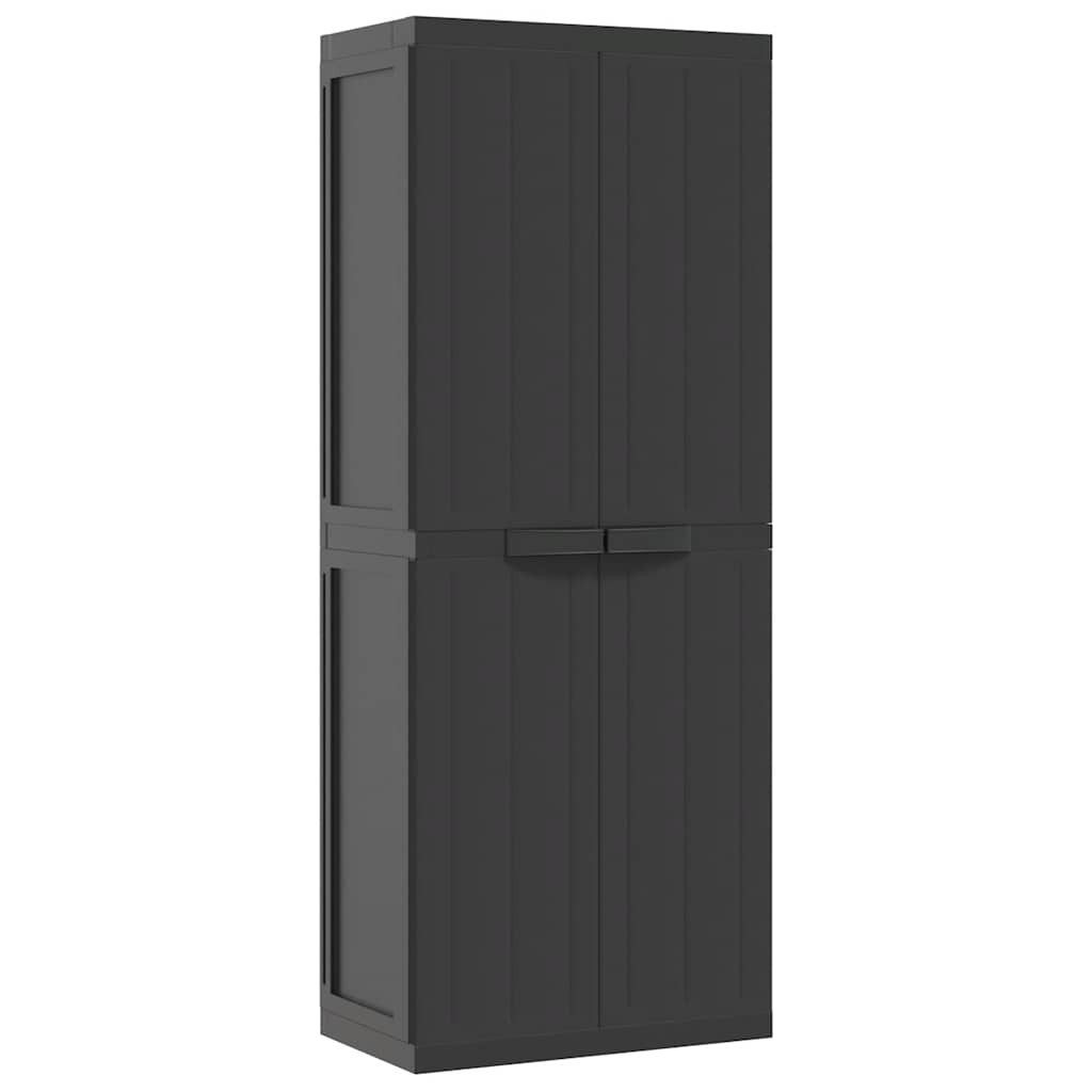 vidaXL Garten-Geräteschrank Gartenschrank Schwarz 65x37x165 cm PP, (1 St)