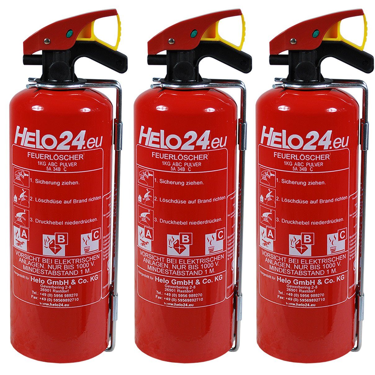 HELO24 Pulver-Feuerlöscher 3 x 1kg A1