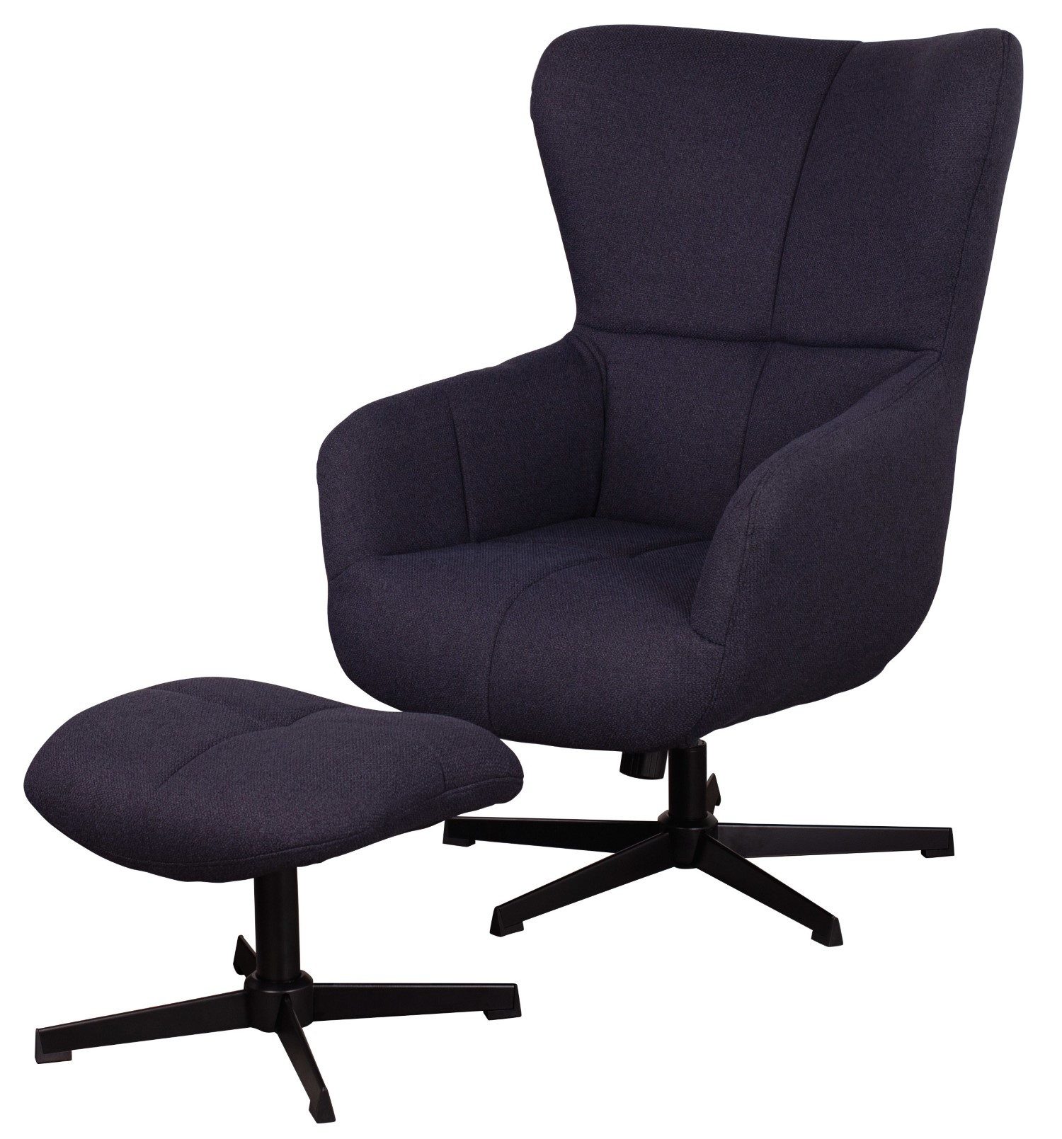 bene living Кресла Sava inkl. Fußhocker - drehbar - dunkelblau (2-St., bestehend aus Кресла und Fußhocker), durchgehende Arm- und Rückenlehne - stabiles Metall-Gestell