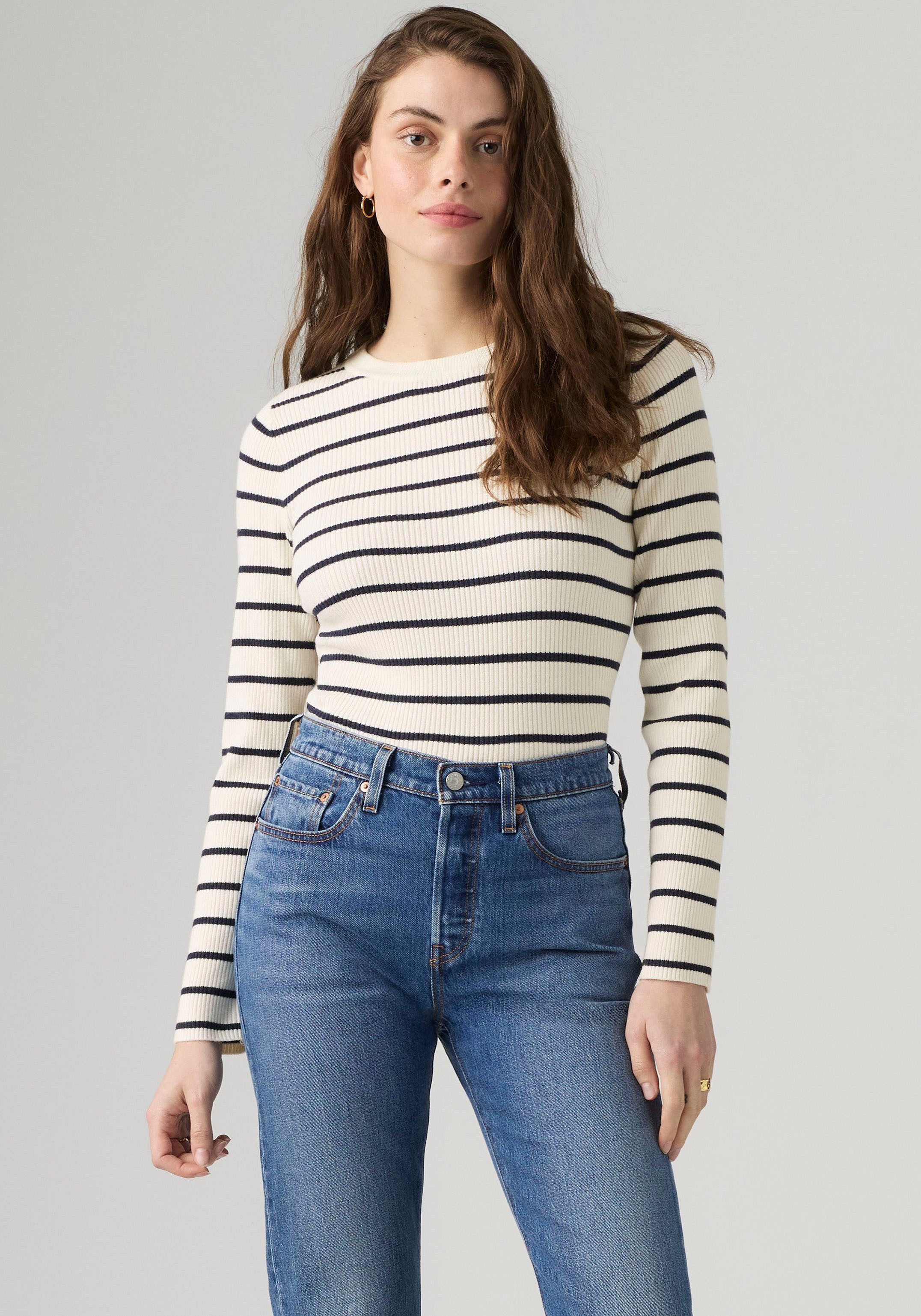Levi's® Rundhalspullover RIB CREW SWEATER Geripptes Strickmuster