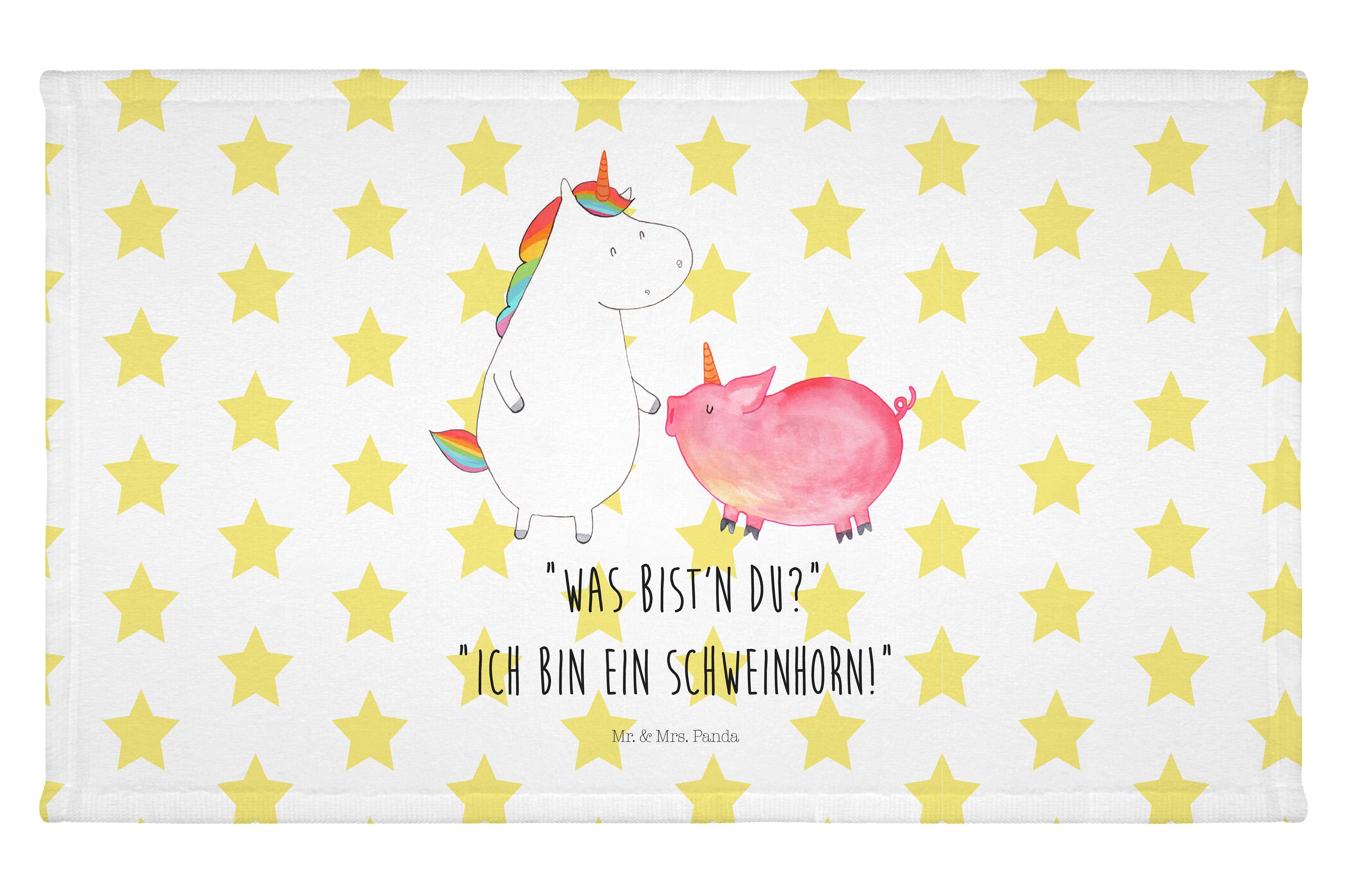 Mr. & Mrs. Panda Handtuch Einhorn + Schweinhorn - Weiß - Geschenk, Schweinchen, Pegasus, Einhor, (1-St)