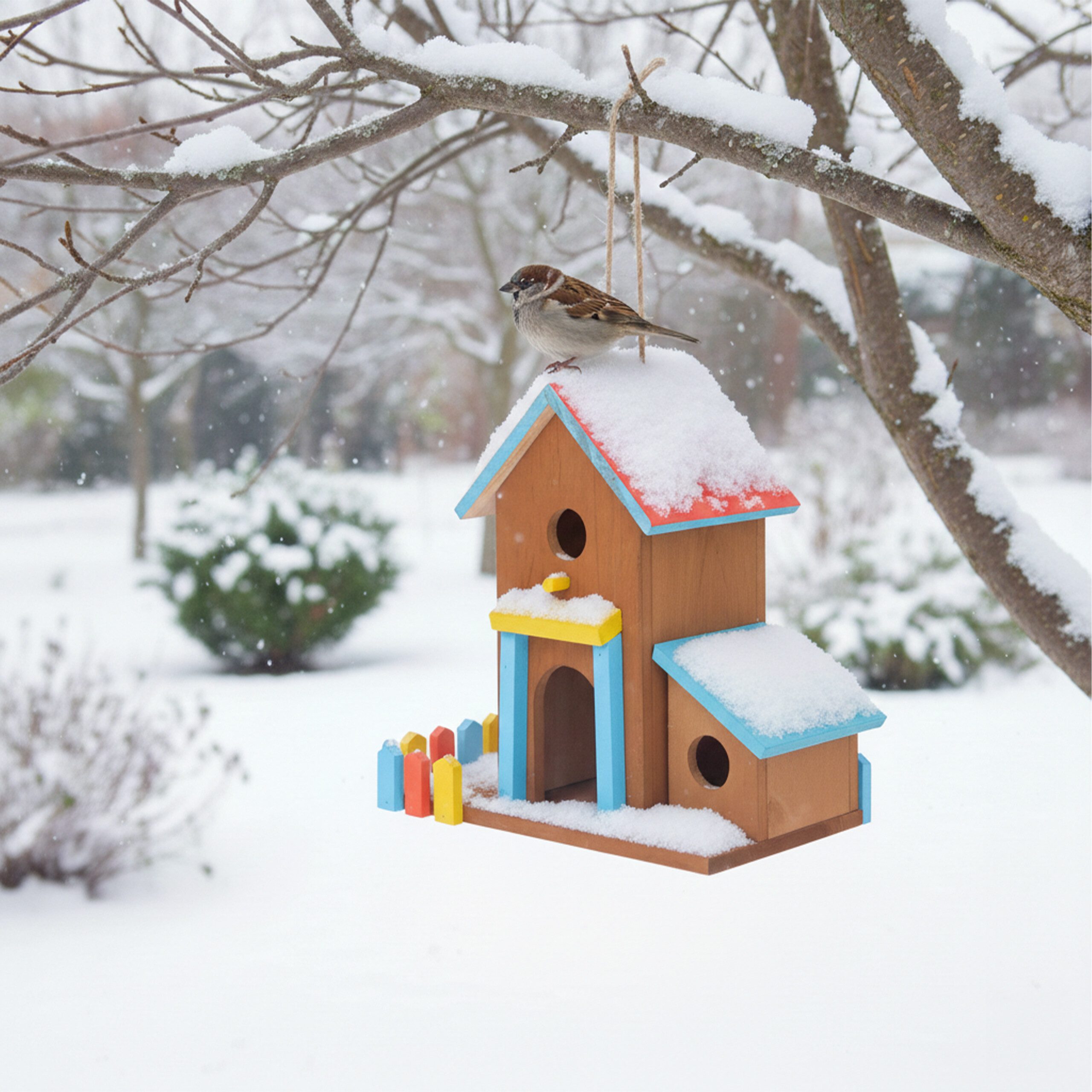 relaxdays Vogelhaus Buntes Vogelhaus zum Aufhängen
