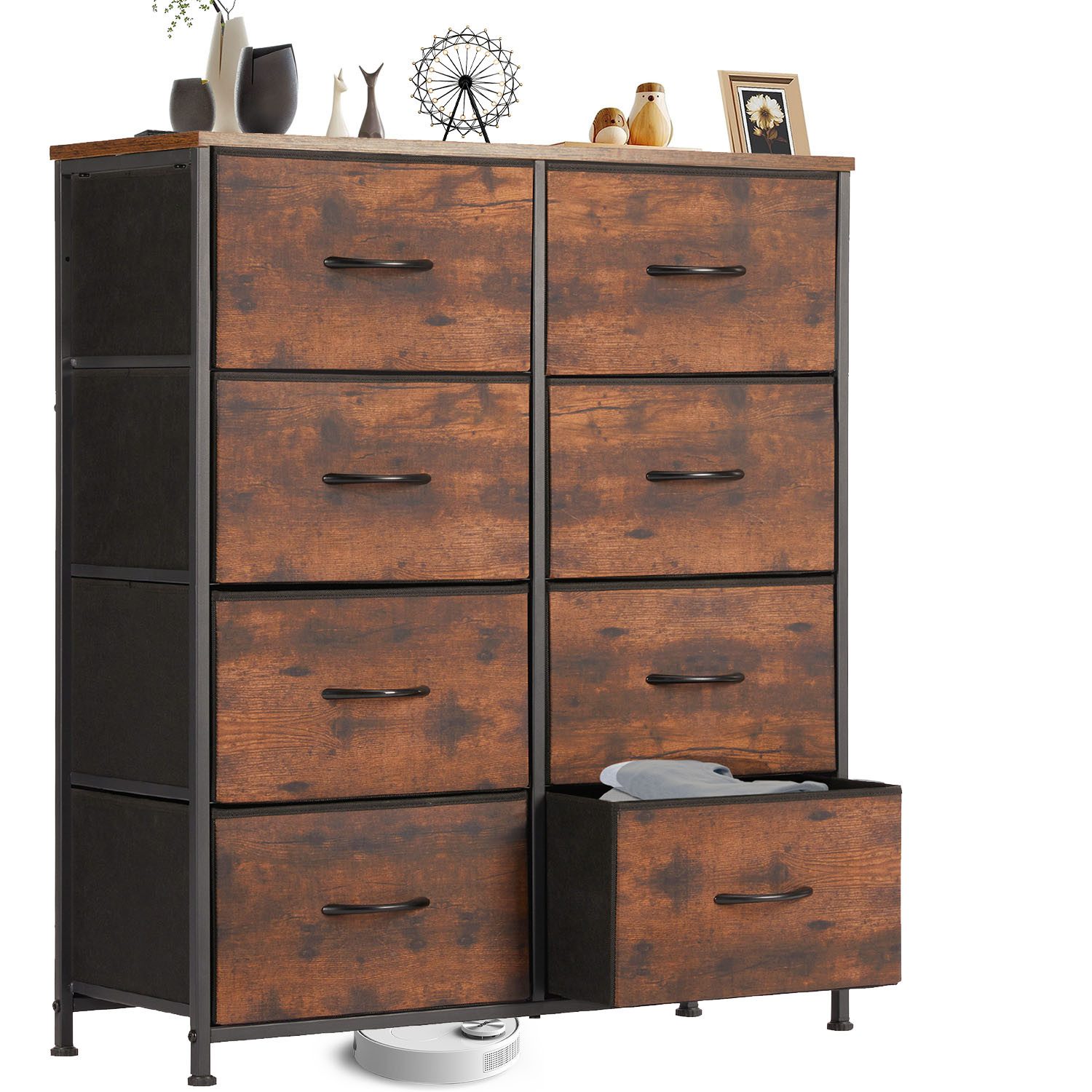 Schubkastenkommode Kommode mit 8 Schubladen, Schlafzimmer Stoffkommode Kleiderorganizer