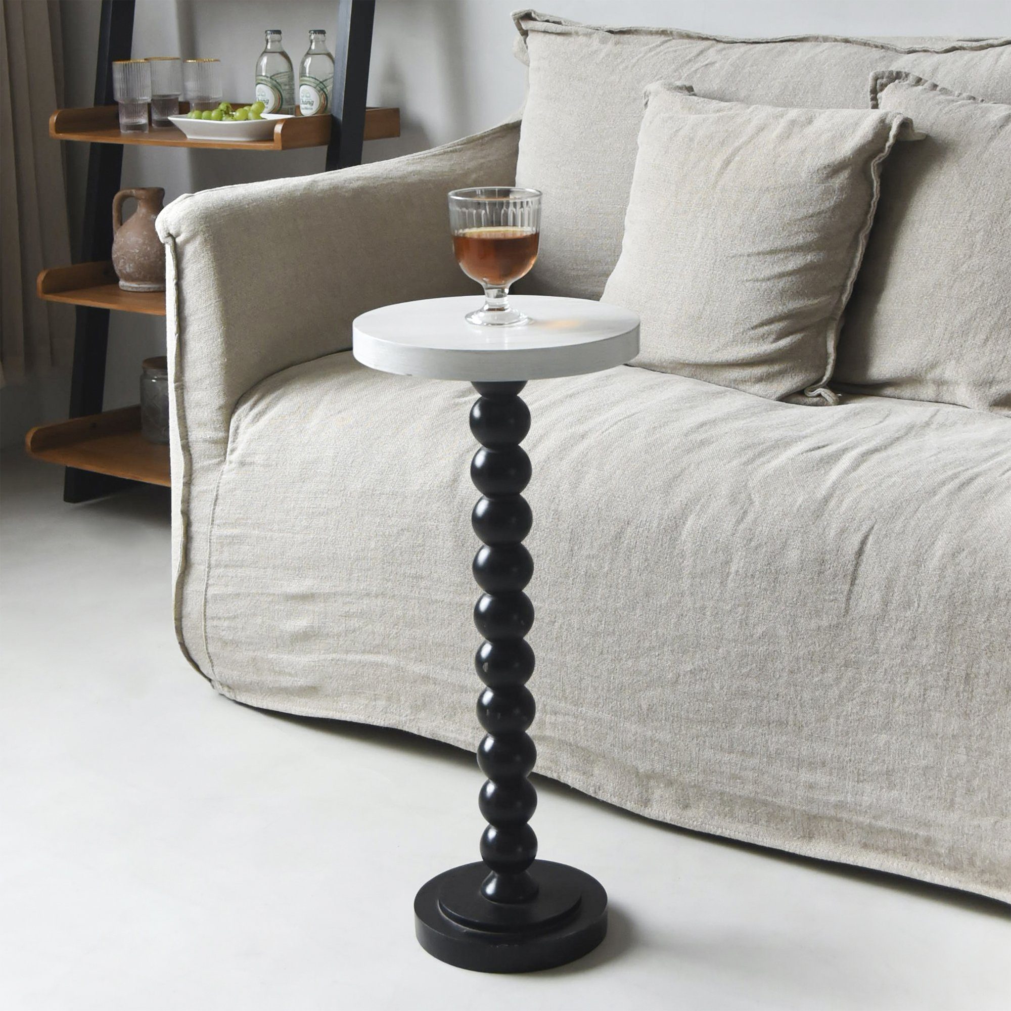 HomeGuru Couchtisch Kleiner runder Holztisch, Beistelltisch, für kleine Räume, Retro-Stil (1-St., Packung) – Bild 3 von 5