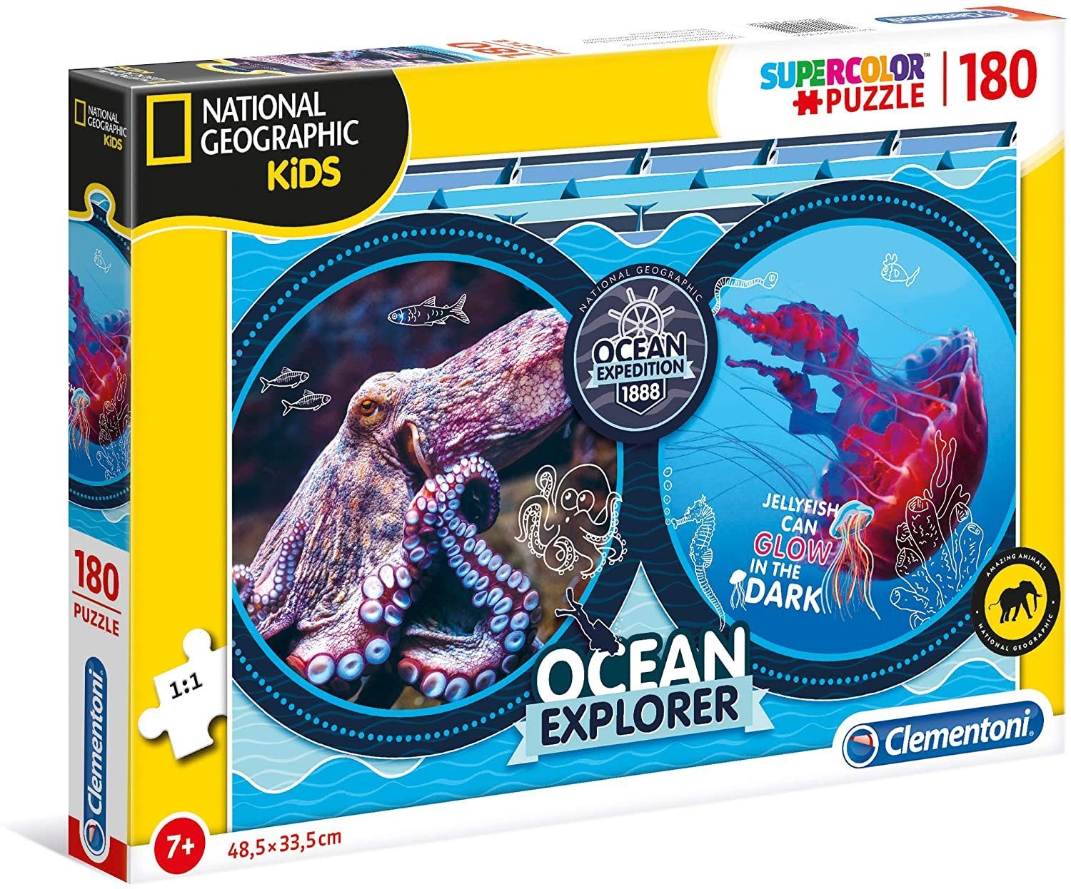 Clementoni® Puzzle Supercolor Puzzle National Geographic Kids Ocean Explorer (180 Teile), 180 Puzzleteile