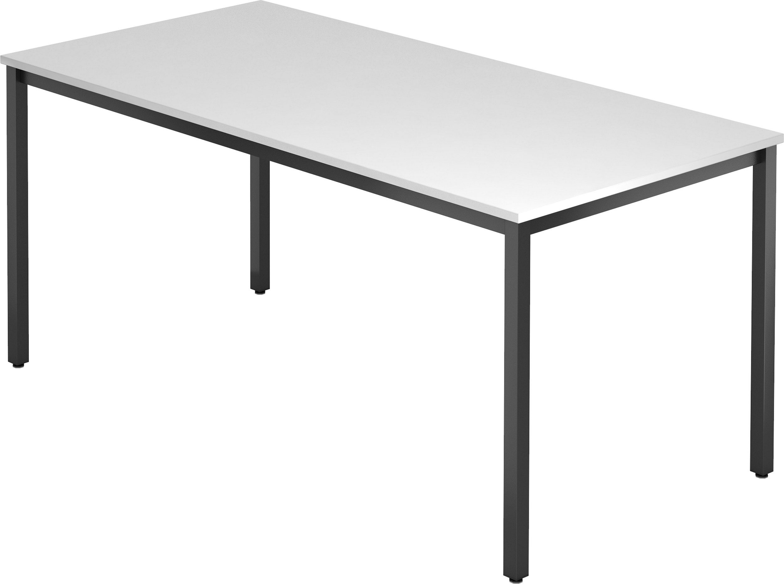 Vierkantrohr Konferenztisch Weiß - Dekor: Serie-D, 160x80 Gestell: schwarz Rechteck: cm - bümö Besprechungstisch