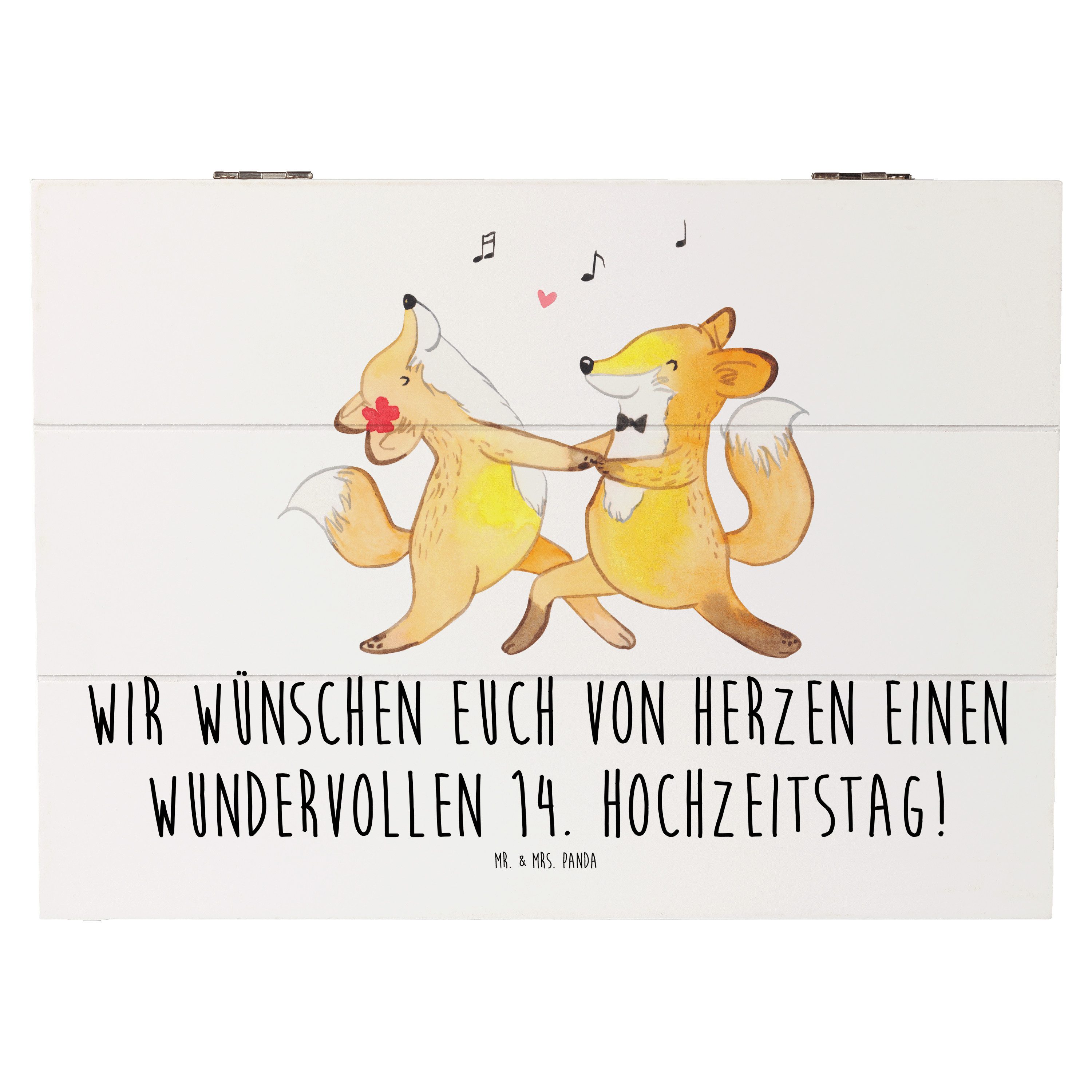 Dekokiste 25 x 18 cm 14. Hochzeitstag Elfenbeinhochzeit - Weiß - Geschenk, Zuku