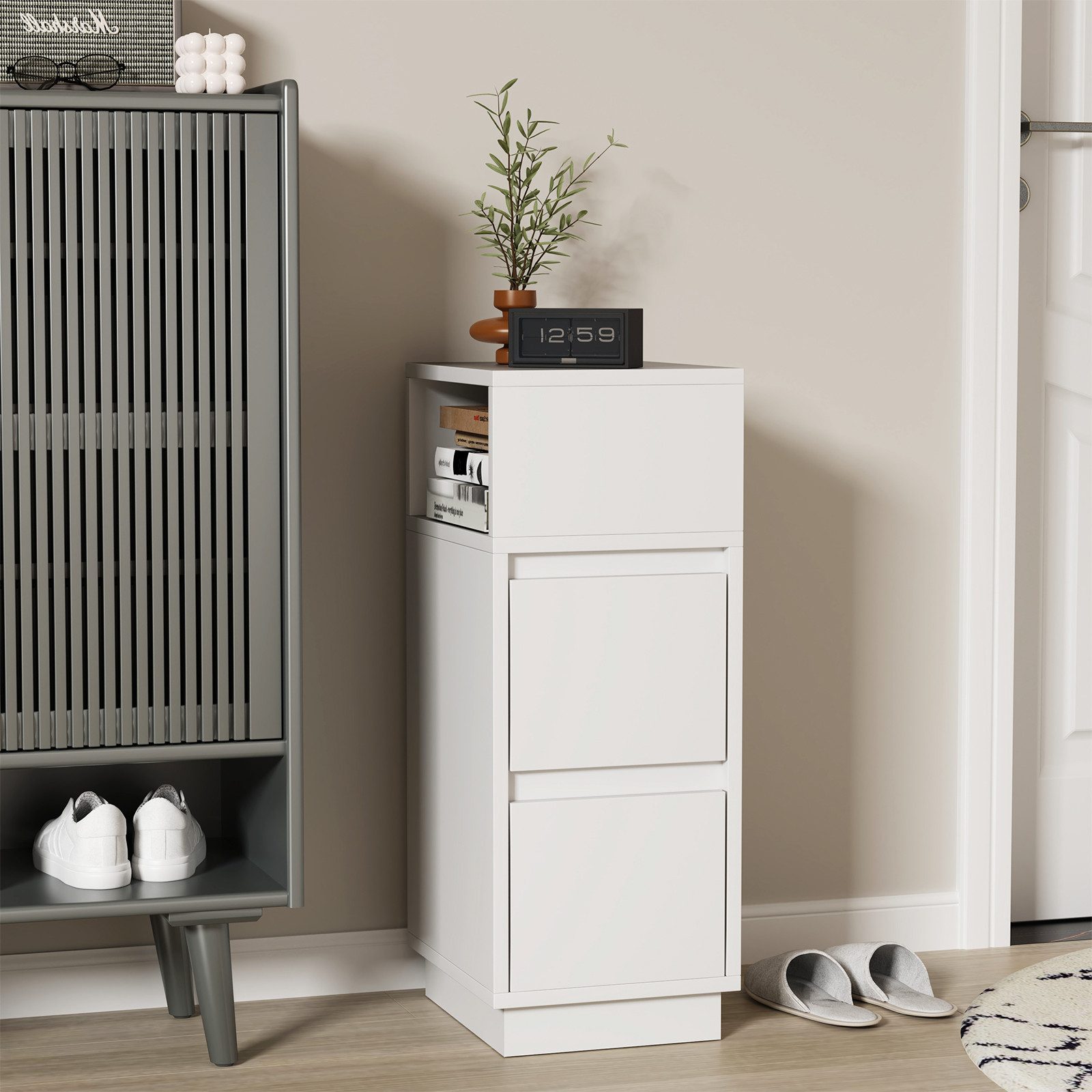 oyajia Nachttisch Modern Nachttisch mit 2 Schubladen, offenes Fach,Sofatisc günstig online kaufen