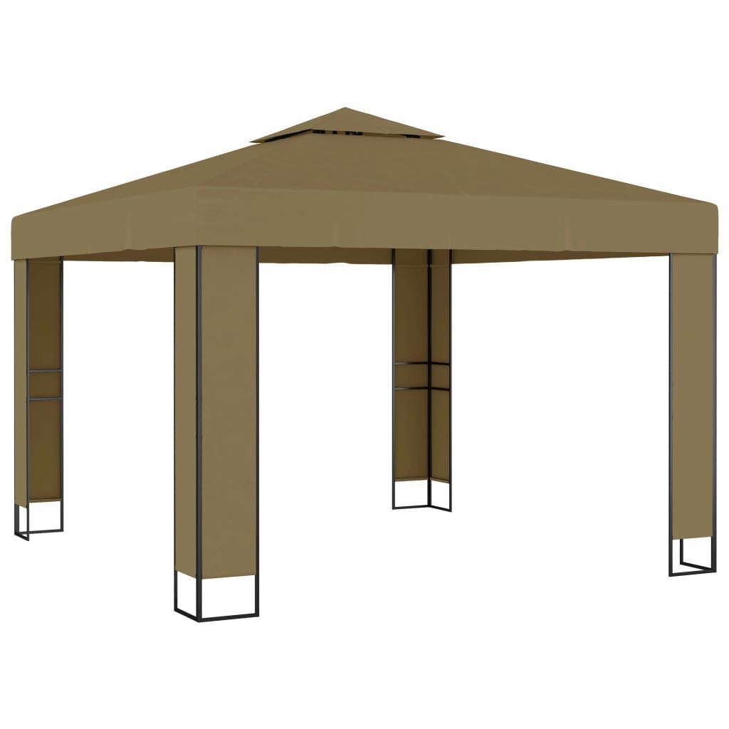 vidaXL Partyzelt Pavillon mit Doppeldach 3x3x2,7 m Taupe 180 g/m²