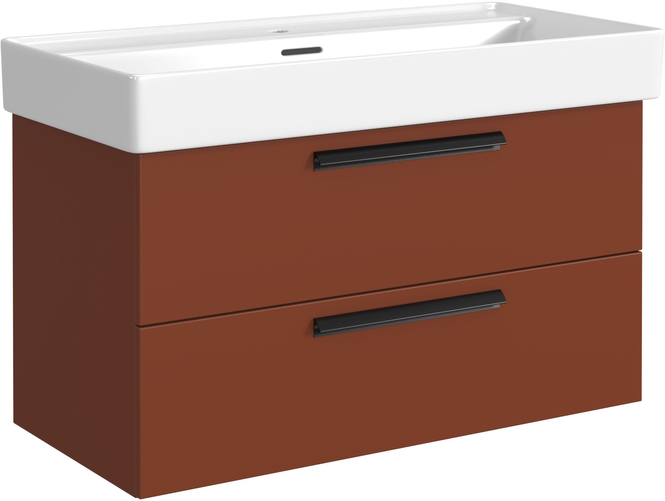 welltime Waschtisch SALVADA, Softclose-Auszüge, Keramikbecken (Maße (B/T/H): 100/48/63 cm), Rot, Lochbohrung für eine Armatur, Anti-Finger-Print