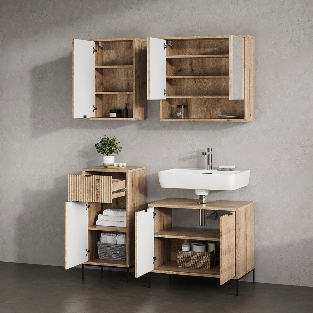 Livinity® Waschbeckenunterschrank ATERNO, Viking Oak, 70 x 63 cm mit 2 Türen (1-St) – Bild 5 von 5