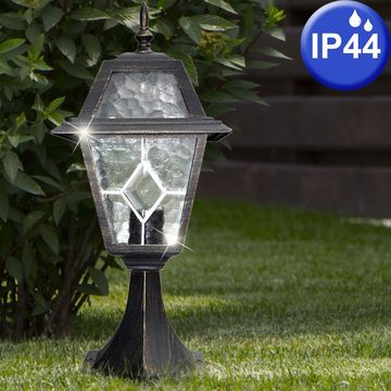 etc-shop Sockelleuchten, Leuchtmittel nicht inklusive, Stehleuchte Außenleuchte Gartenlampe Außenlampe schwarz-gold IP44
