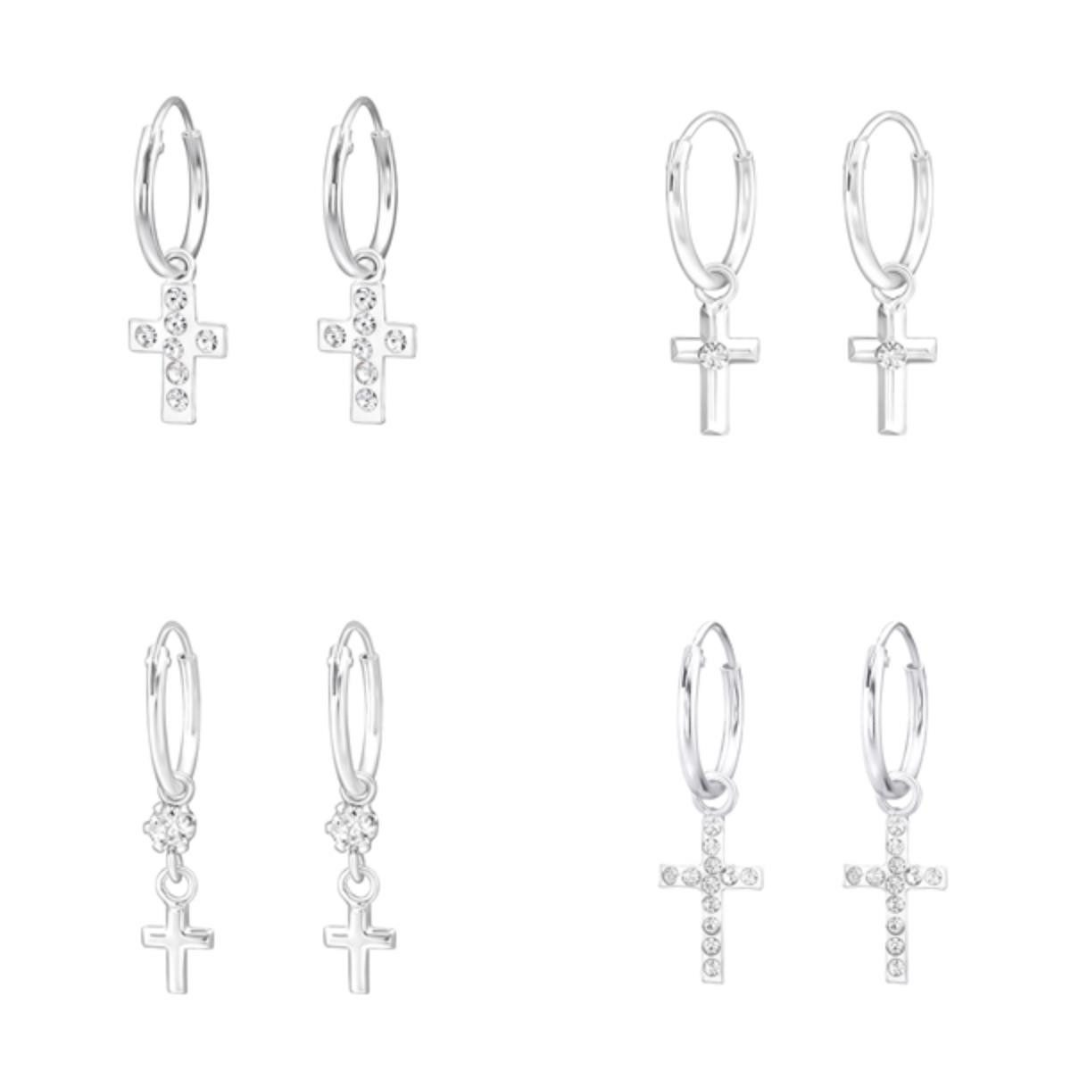 Order & Smile Schmuck Paar Ohrhänger Kreuz Ohrringe: 925 Silber Creolen Ohr günstig online kaufen