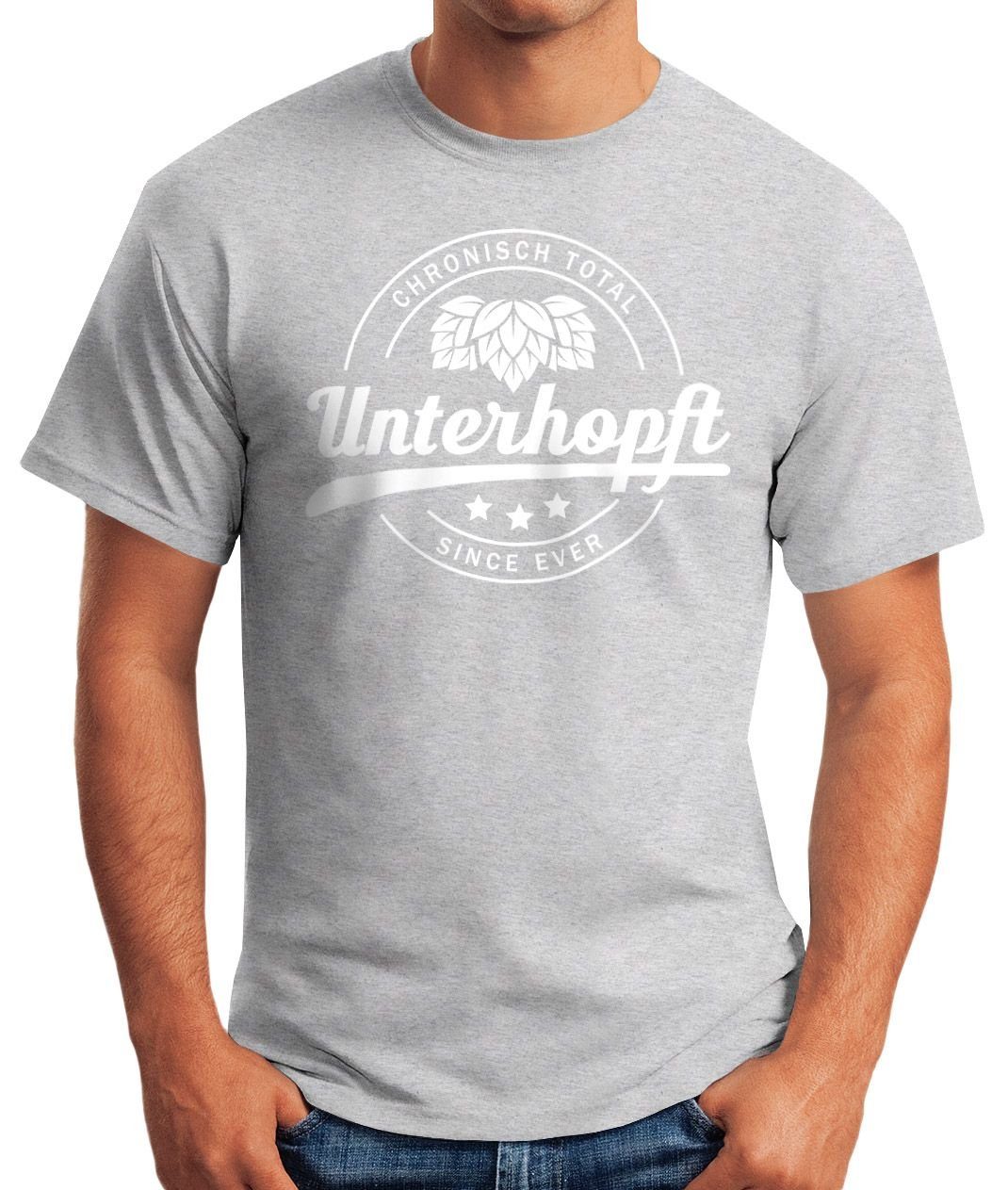 mit Herren Print Print-Shirt Ever T-Shirt Moonworks® grau Unterhopft MoonWorks Since Chronisch Total Fun-Shirt