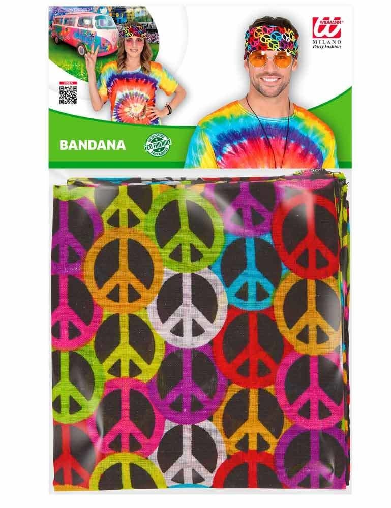 Widmann S.r.l. Kostüm Peace Bandana Halstuch 55 x 55 cm, Schwarz Bunt