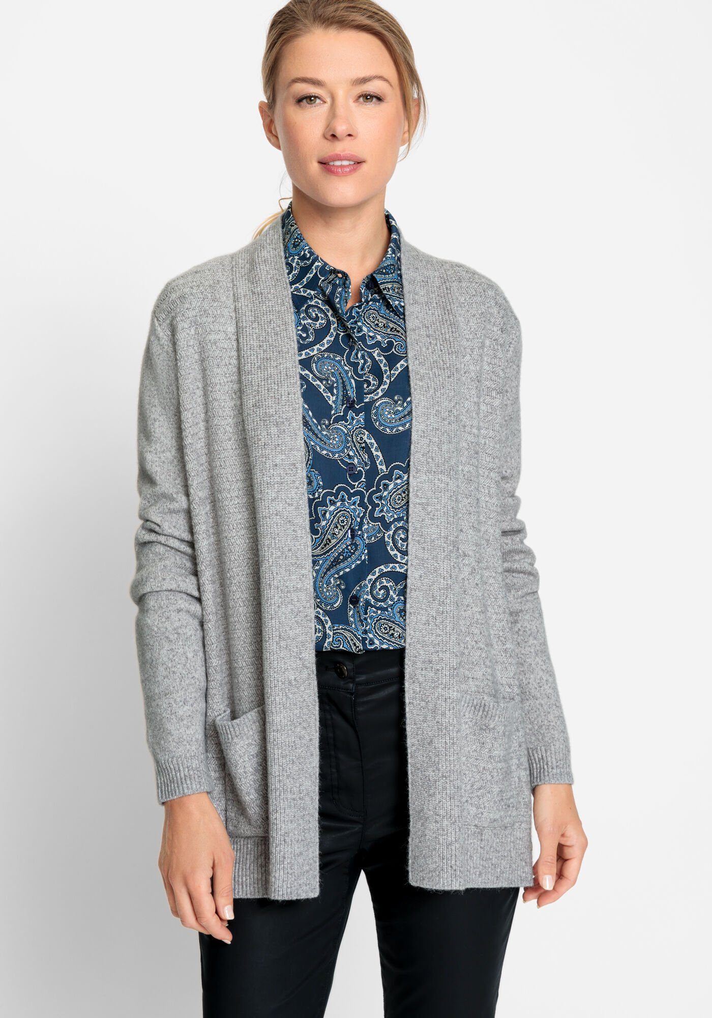 Front Grey offener Olsen Cardigan Henny mit Granite Melange