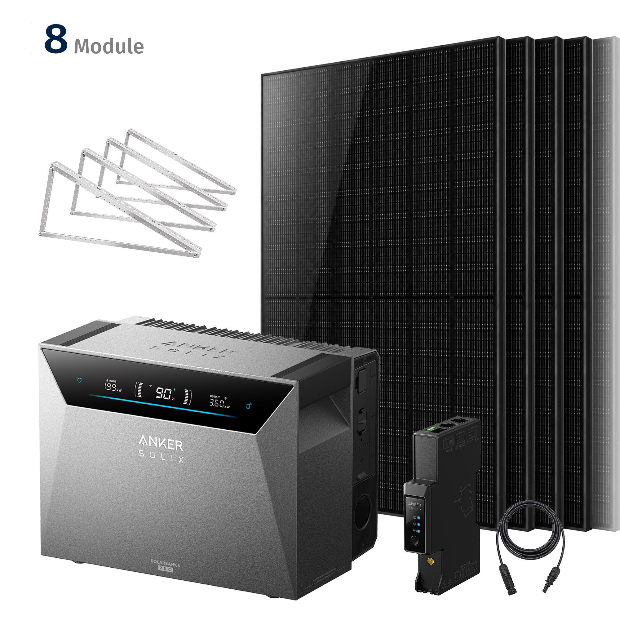 SolarMars Balkonkraftwerk mit Speicher Anker SOLIX 4 E5000 Pro, 2000Wp/3000Wp/4000Wp/6000Wp