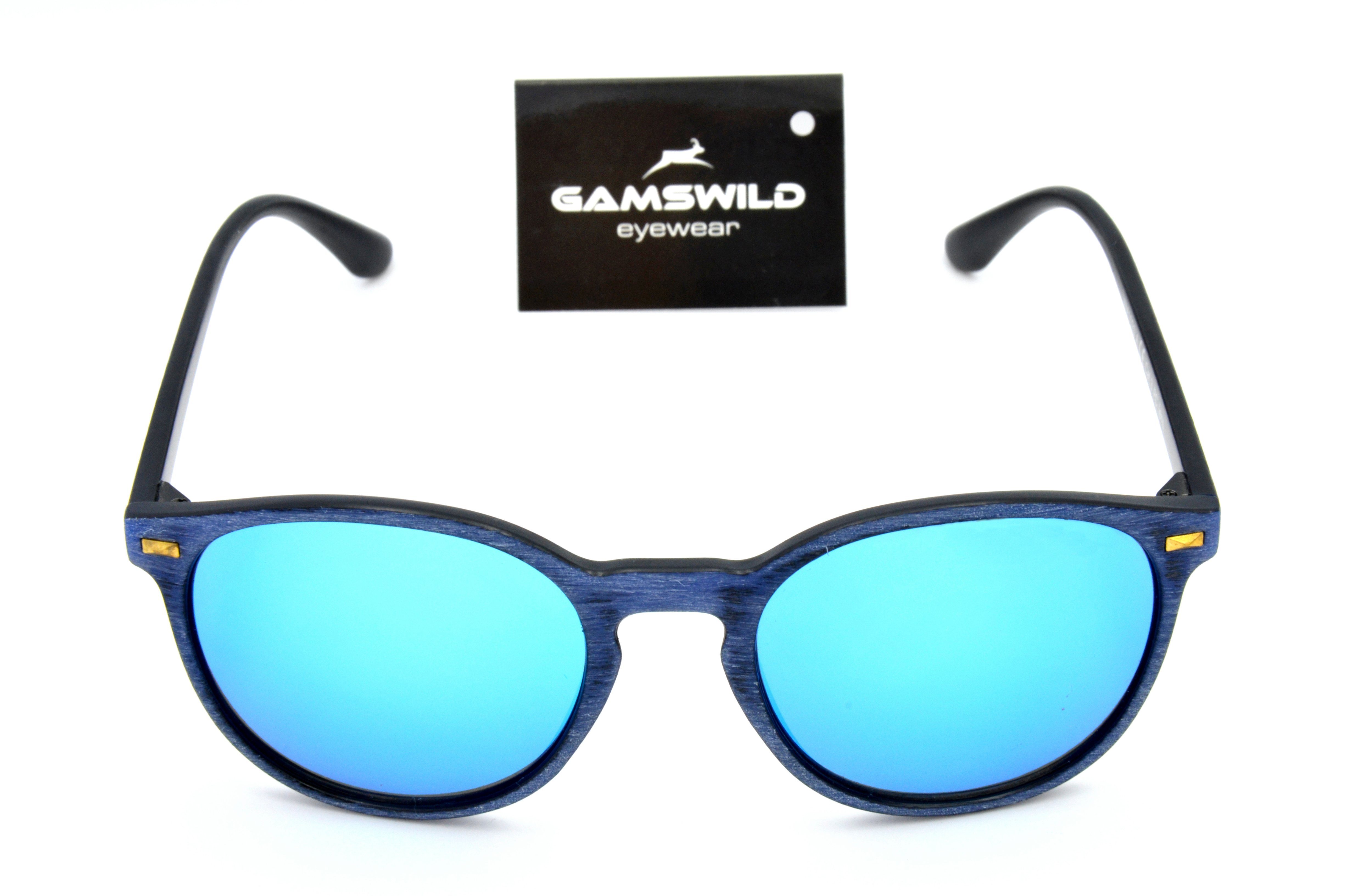 Gamswild Sonnenbrille Holzoptik GAMSSTYLE blau WM1020 Mode Damen Herren WM1122 Unisex Brille