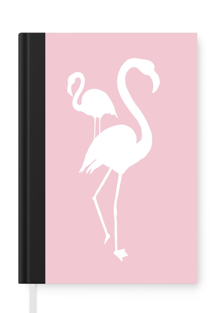 MuchoWow Notizbuch Rosa - Weiß - Flamingo, Journal, Merkzettel, Tagebuch, Notizheft, A5, 98 Seiten, Haushaltsbuch
