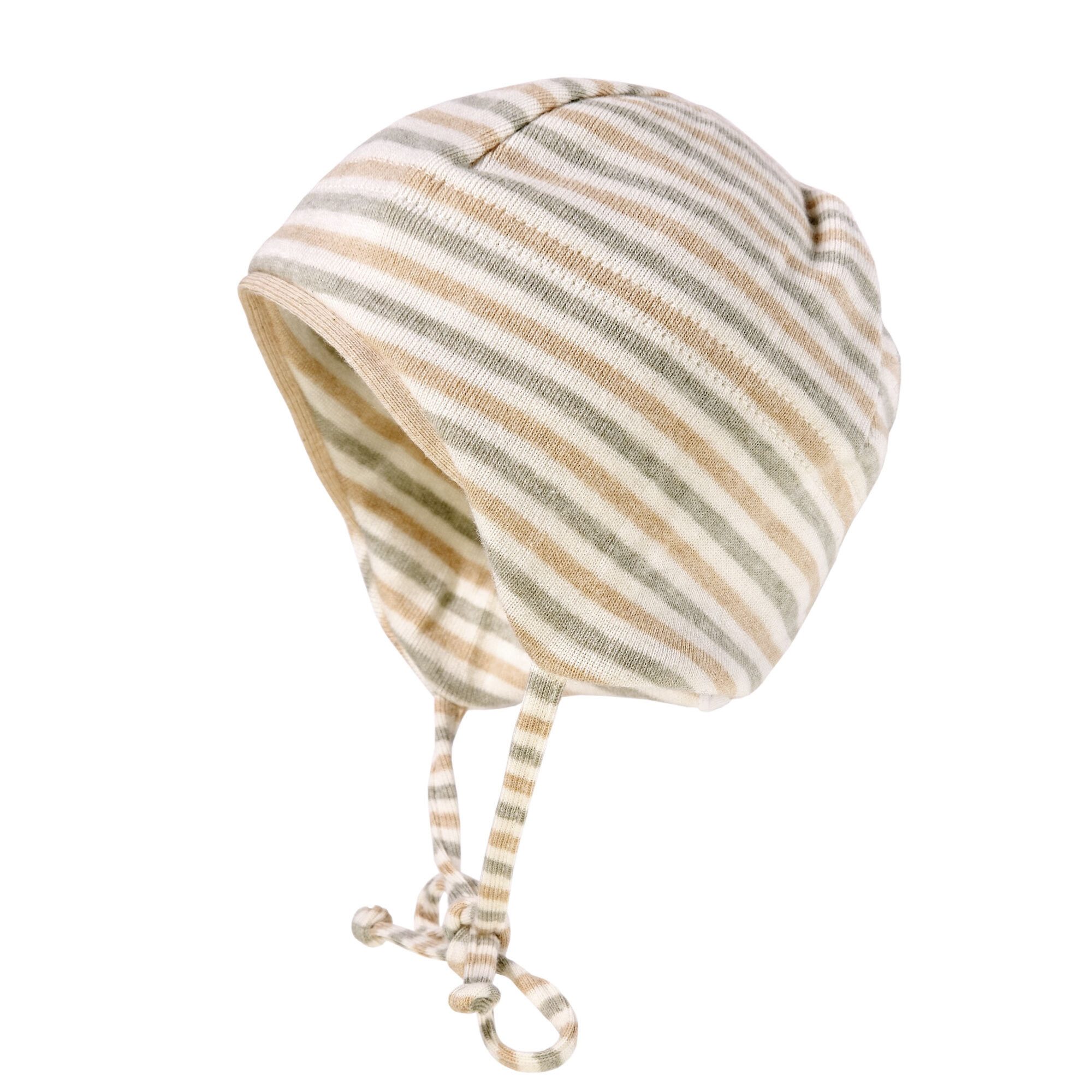 MAXIMO Jerseymütze BABY-Mütze, ausgenäht Feinrippjersey, Band, UV 30 (1-St) Baumwolljersey