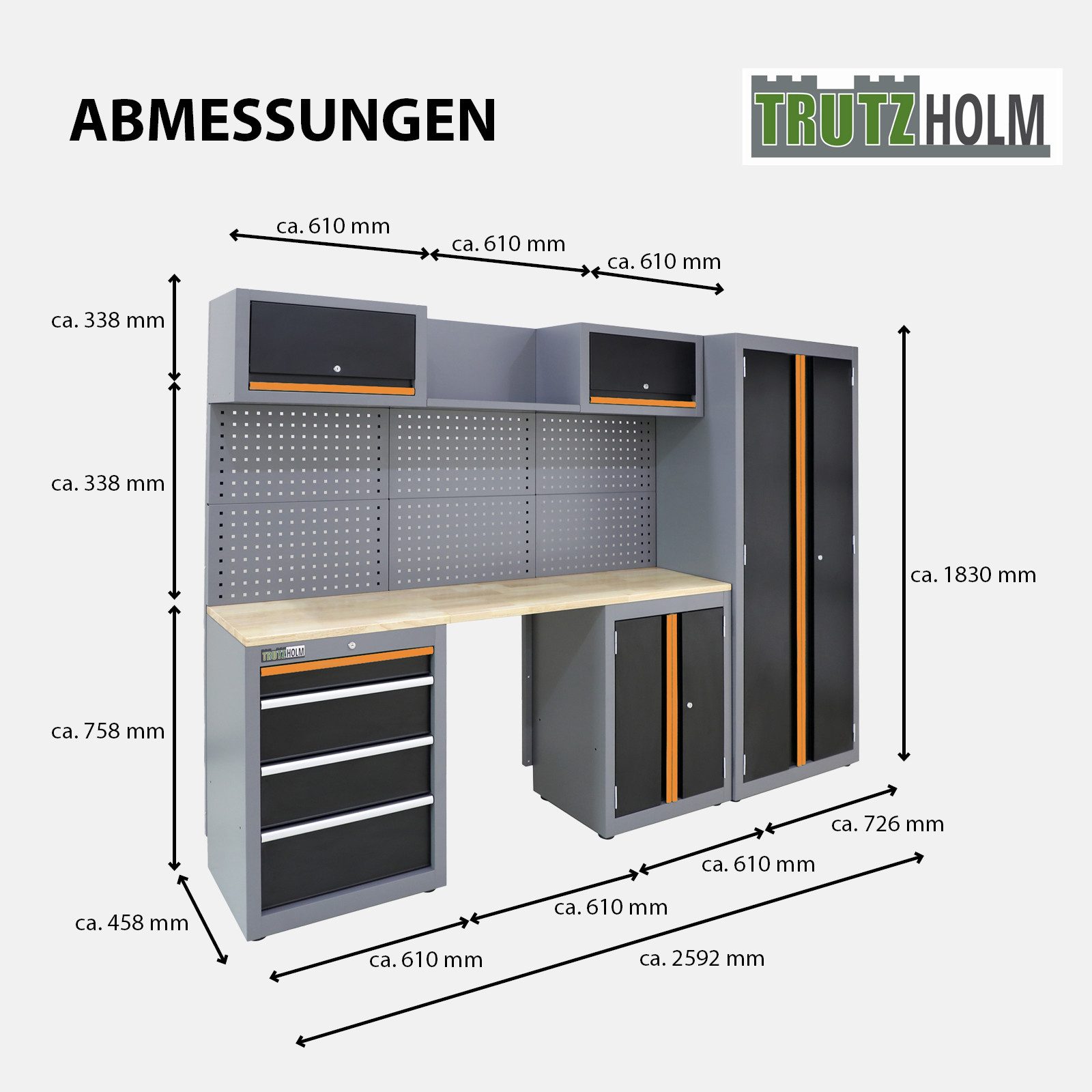 TRUTZHOLM Werkstatt-Set Werkstattwand 13-tlg. Werkstattschranksystem modula günstig online kaufen