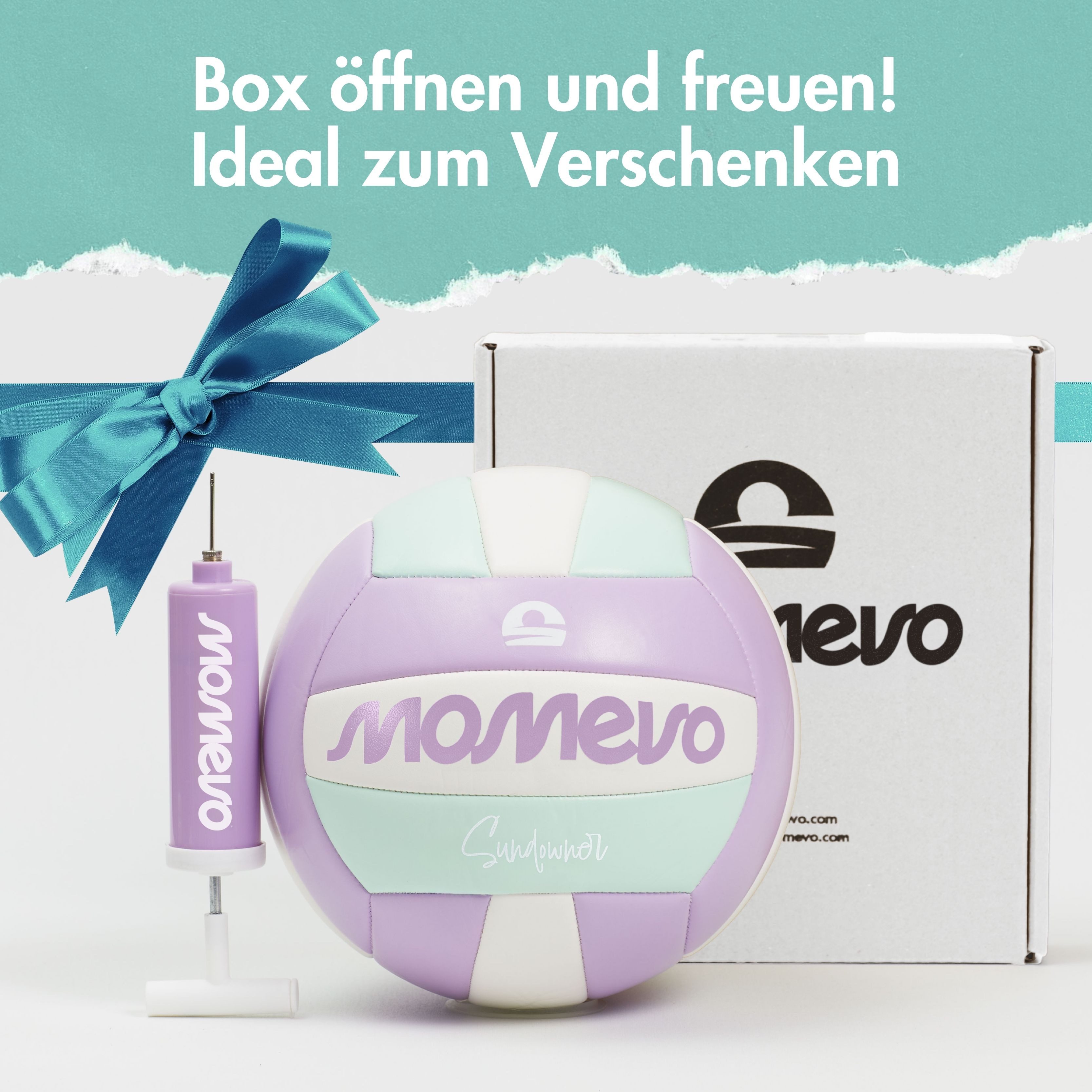 Momevo Beachvolleyball mit Pumpe, Größe 5, wasserdicht, weiche Oberfläche ideal für Anfänger