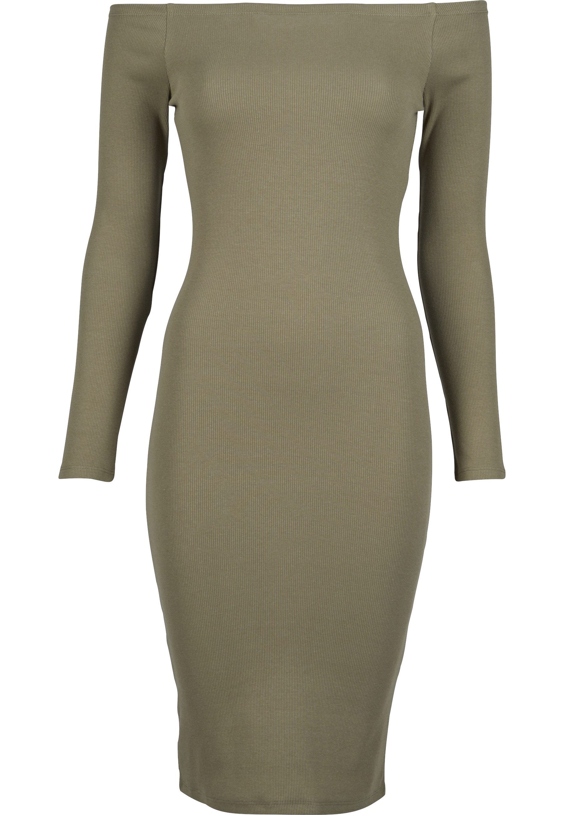 URBAN CLASSICS Shirtkleid Urban Classics Damen Ladies Off Shoulder Longsleeve Rib Dress (1-tlg)