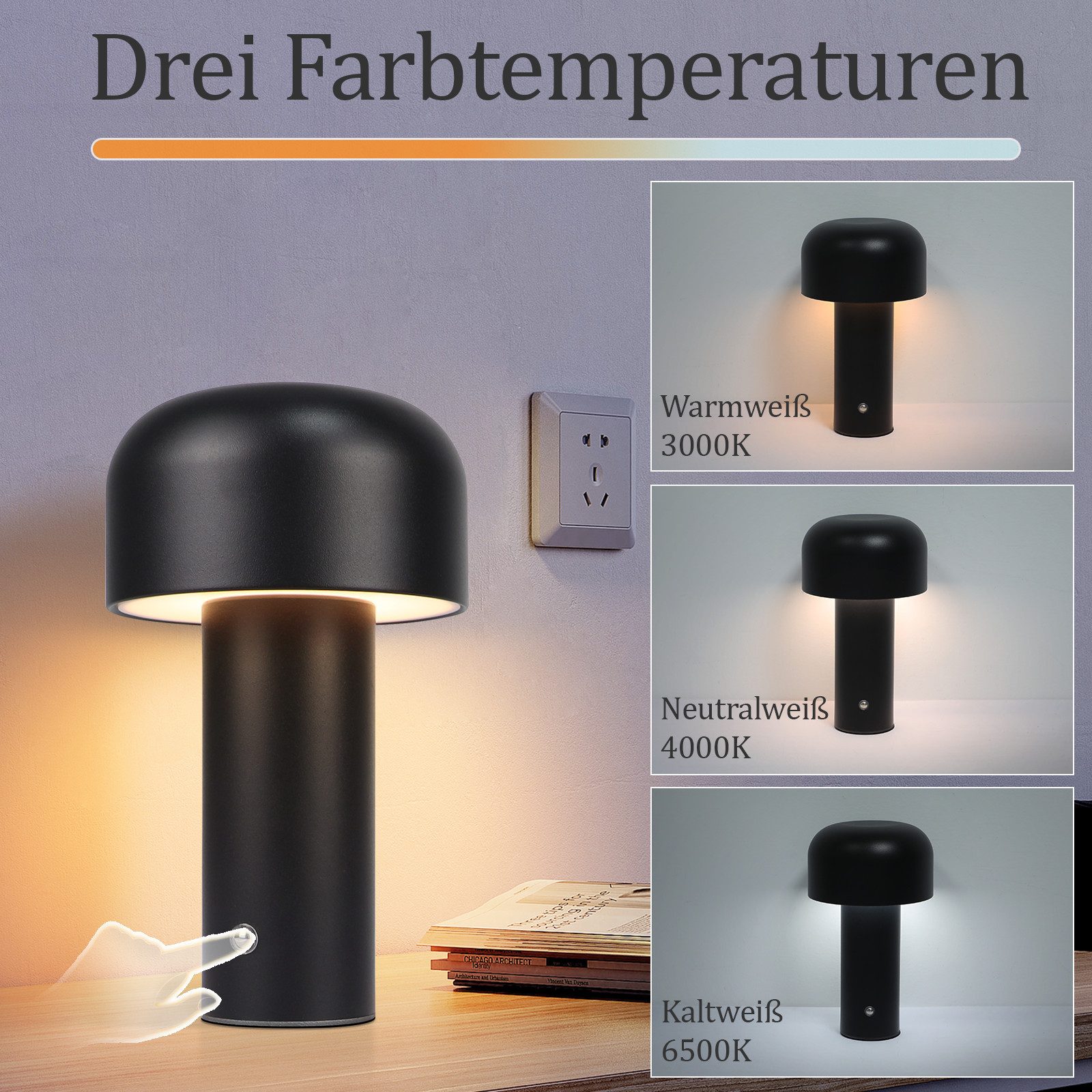 Nettlife LED Tischleuchte Dimmbar Kabellos Akku günstig online kaufen