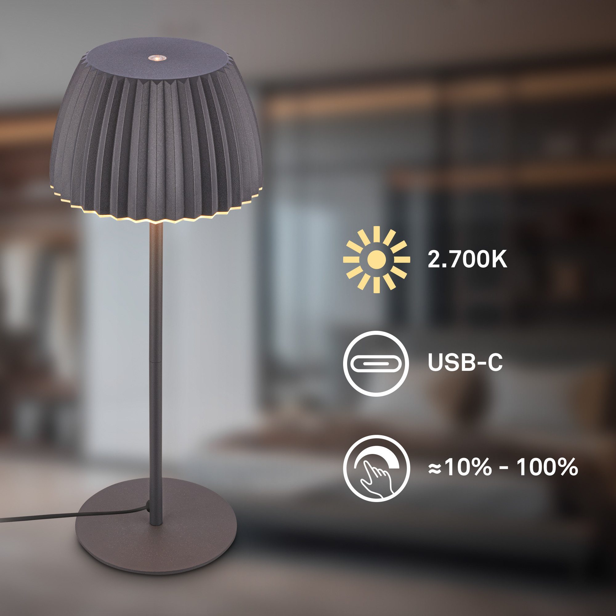 Briloner Leuchten LED Tischleuchte LOCA 7625015 – Bild 3 von 5