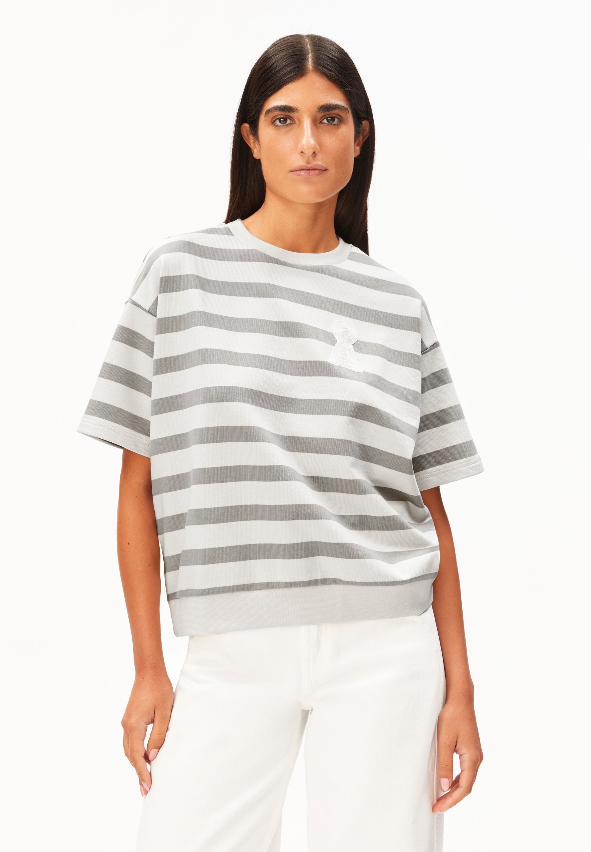 Armedangels Sweatshirt BAMIKAA STRIPE 100% Bio-Baumwolle Oversized Fit