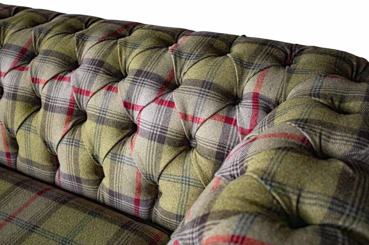 JVmoebel Chesterfield-Sofa, Sofa Dreisitzer Textil Wohnzimmer Klassisch Design Chesterfield Sofas