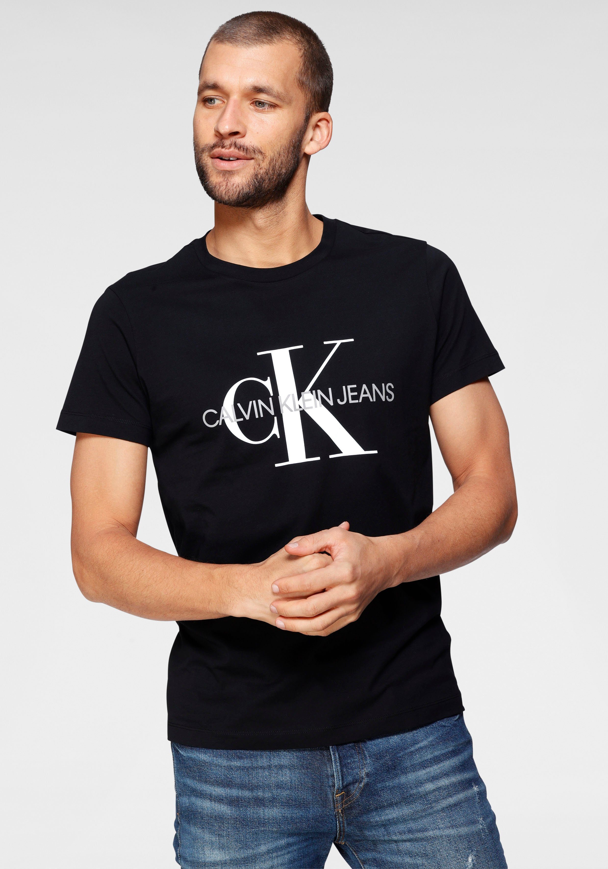 T-Shirt TEE Klein Jeans SLIM MONOGRAM ICONIC Black Calvin CK