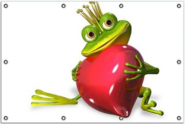 Wallario Sichtschutzzaunmatten Verliebter Froschkönig mit großem Herz