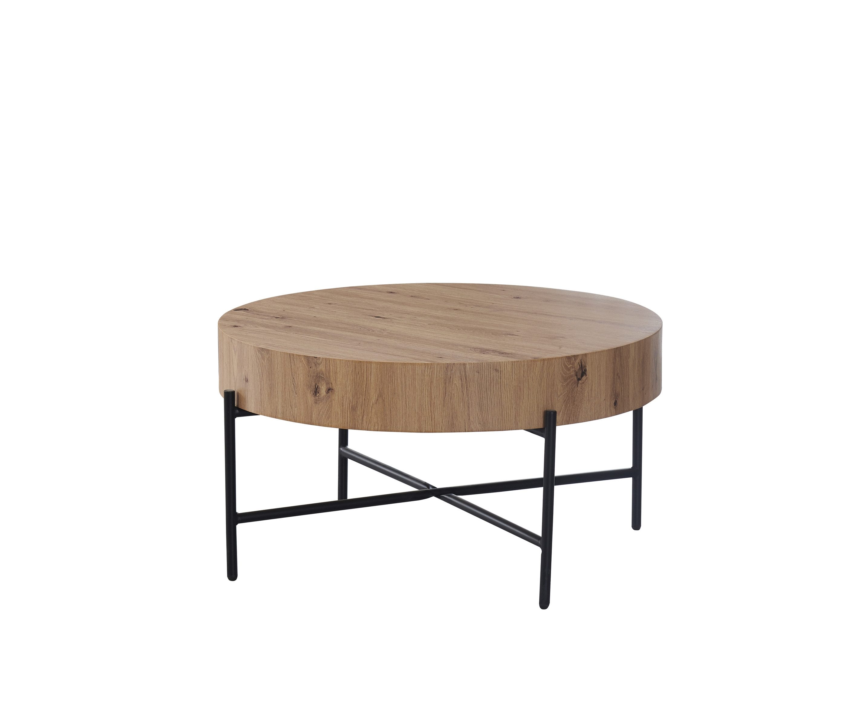 PREISBRECHER Couchtisch Antonia, in Artisan Eiche Dekor, schwarz, MDF, Metall - 42x80 (HxD)
