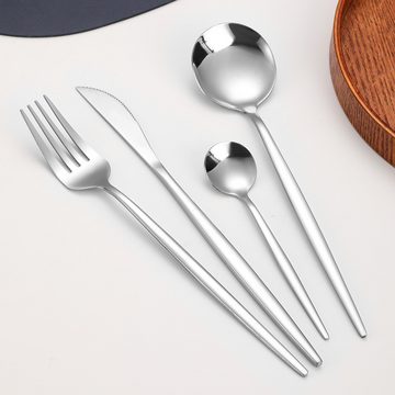 KEENZO Besteck-Set 24teilig Essbesteck Set für 6 Personen Edelstahl poliert Glänzend (24-tlg), 6 Personen, Edelstahl