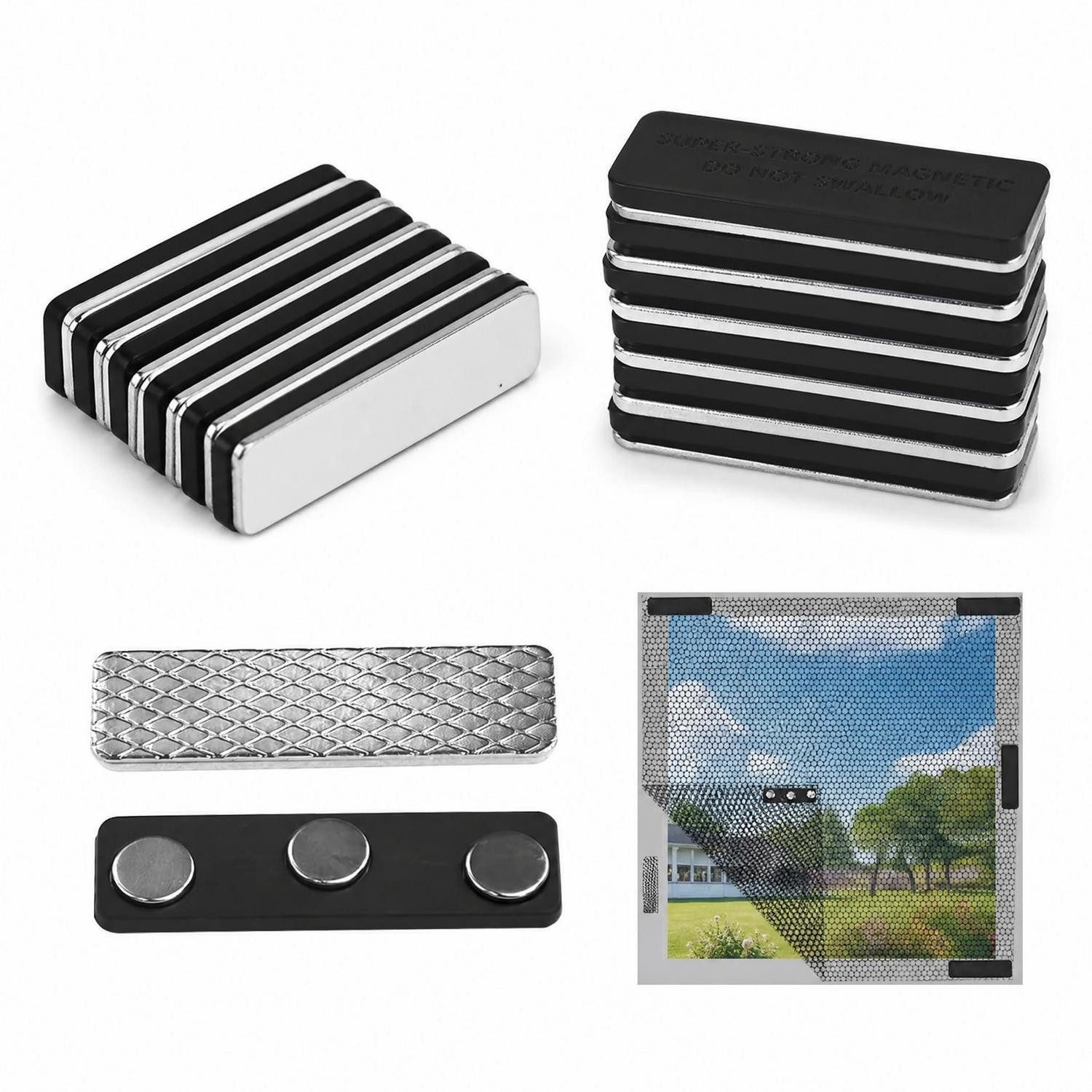 LuxusKollektion Insektenschutz-Vorhang Fliegengitter Clips Magnet Schwarz 12er Set, (12-St)