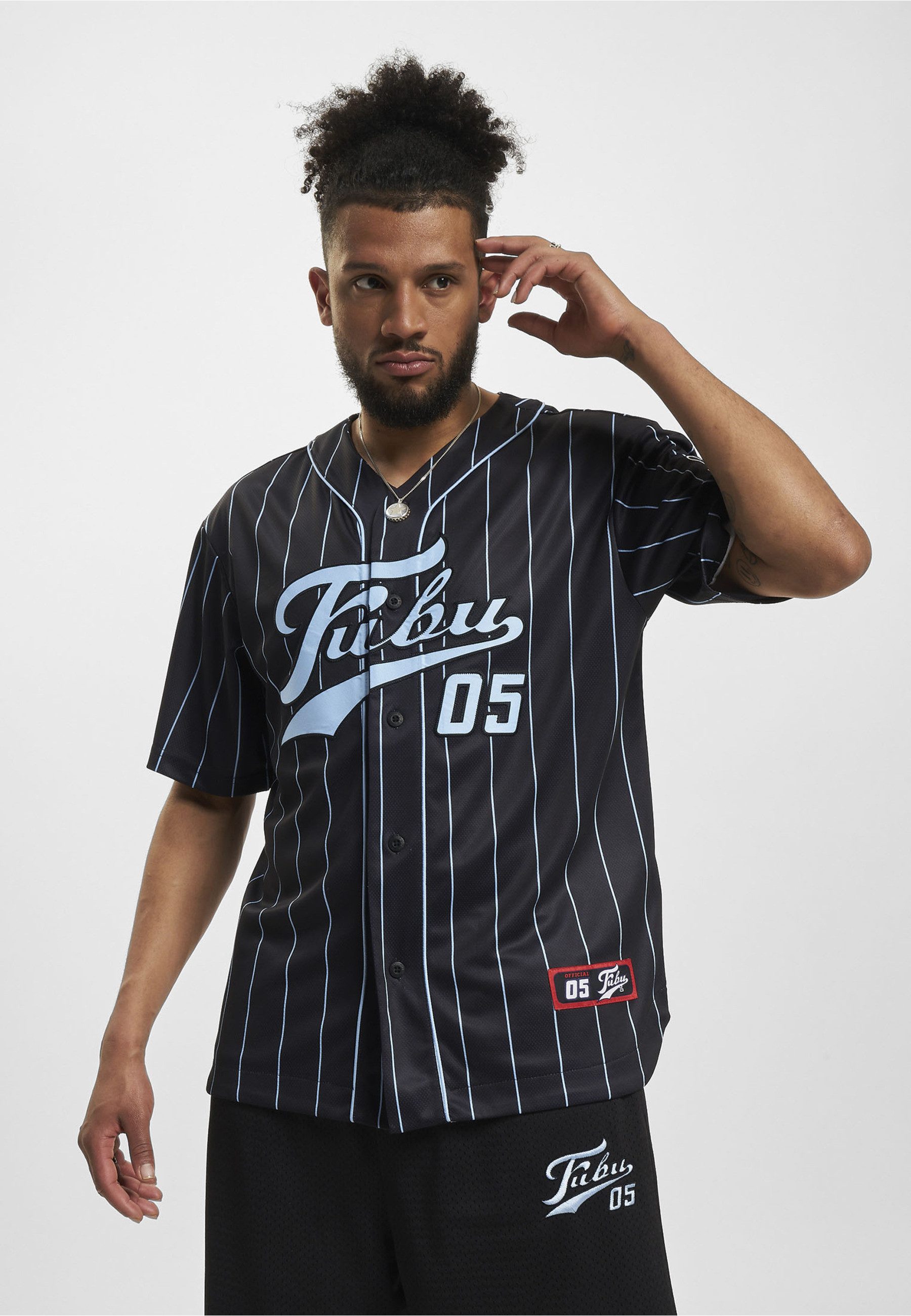 Fubu Langarmhemd Fubu Herren FM232-003-1 FUBU Varsity Pinstripe Baseball Jersey (1-tlg)